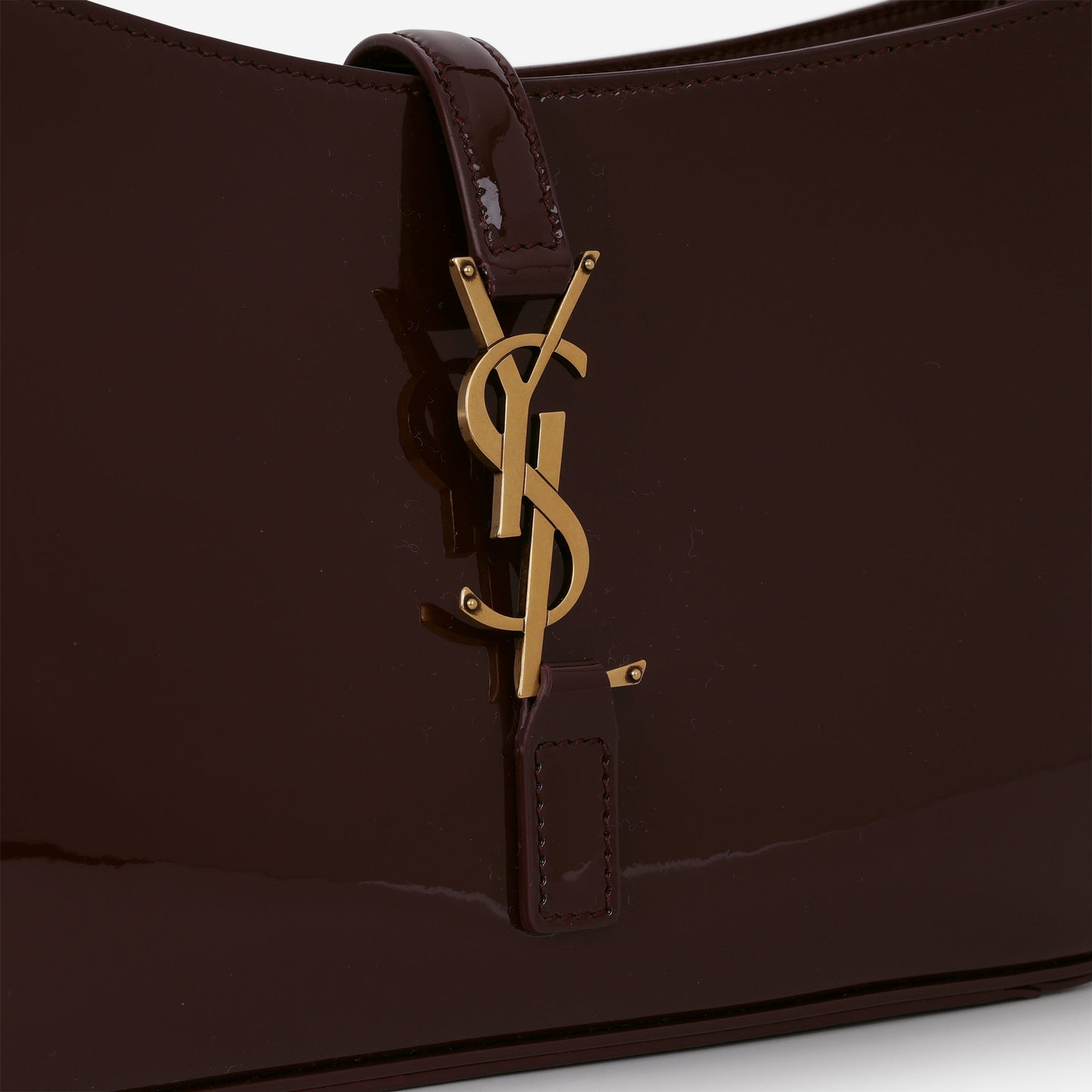 Saint Laurent Le 5 a 7 Hobo - Dark Red Wine Patent | Gold Hardware