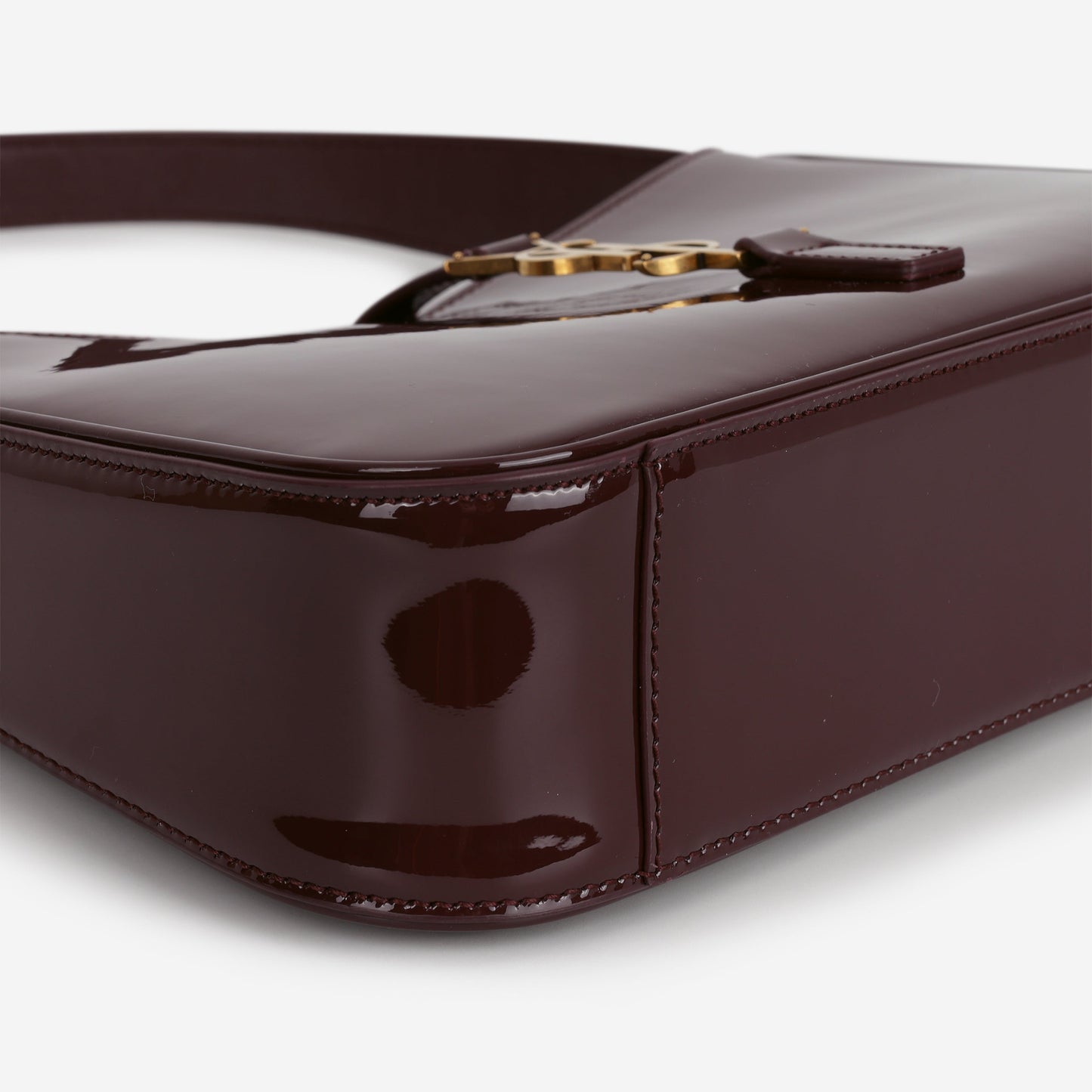 Saint Laurent Le 5 a 7 Hobo - Dark Red Wine Patent | Gold Hardware