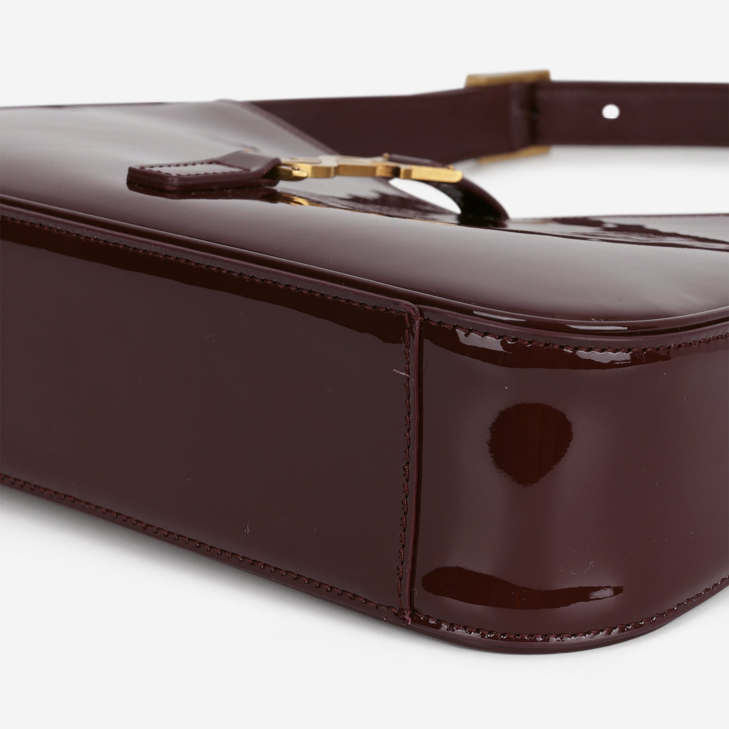 Saint Laurent Le 5 a 7 Hobo - Dark Red Wine Patent | Gold Hardware