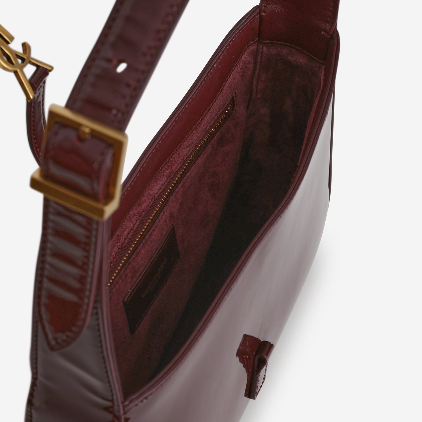 Saint Laurent Le 5 a 7 Hobo - Dark Red Wine Patent | Gold Hardware