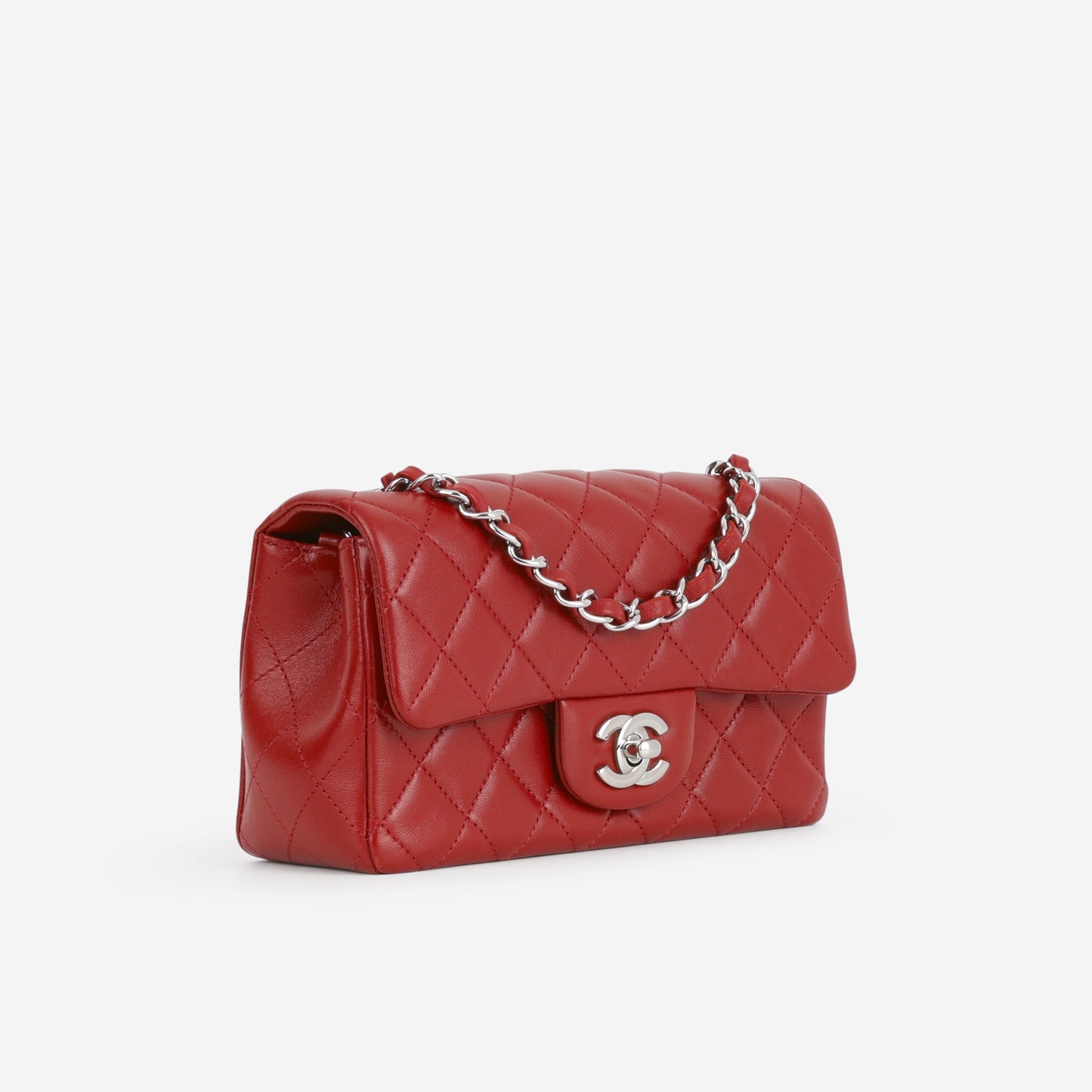 Chanel Mini Rectangular - Red Lambskin | Silver Hardware
