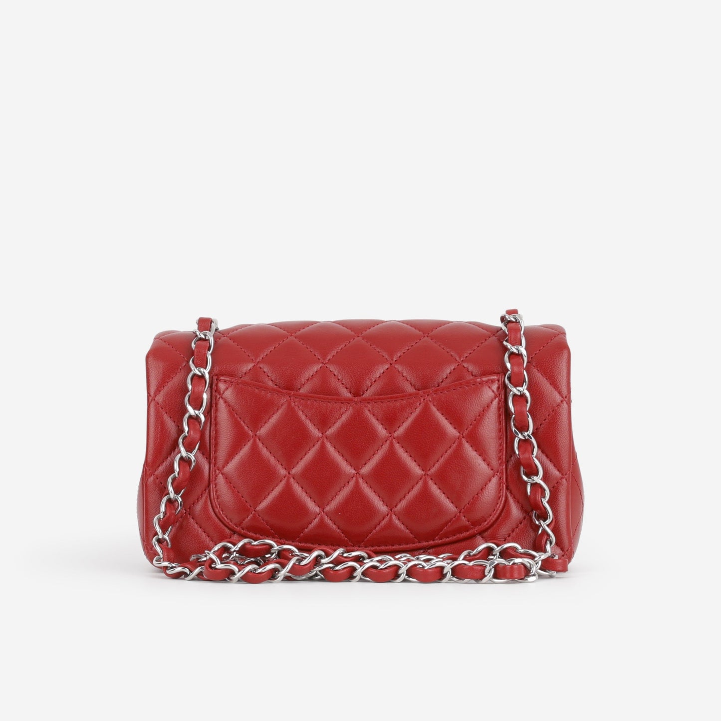 Chanel Mini Rectangular - Red Lambskin | Silver Hardware
