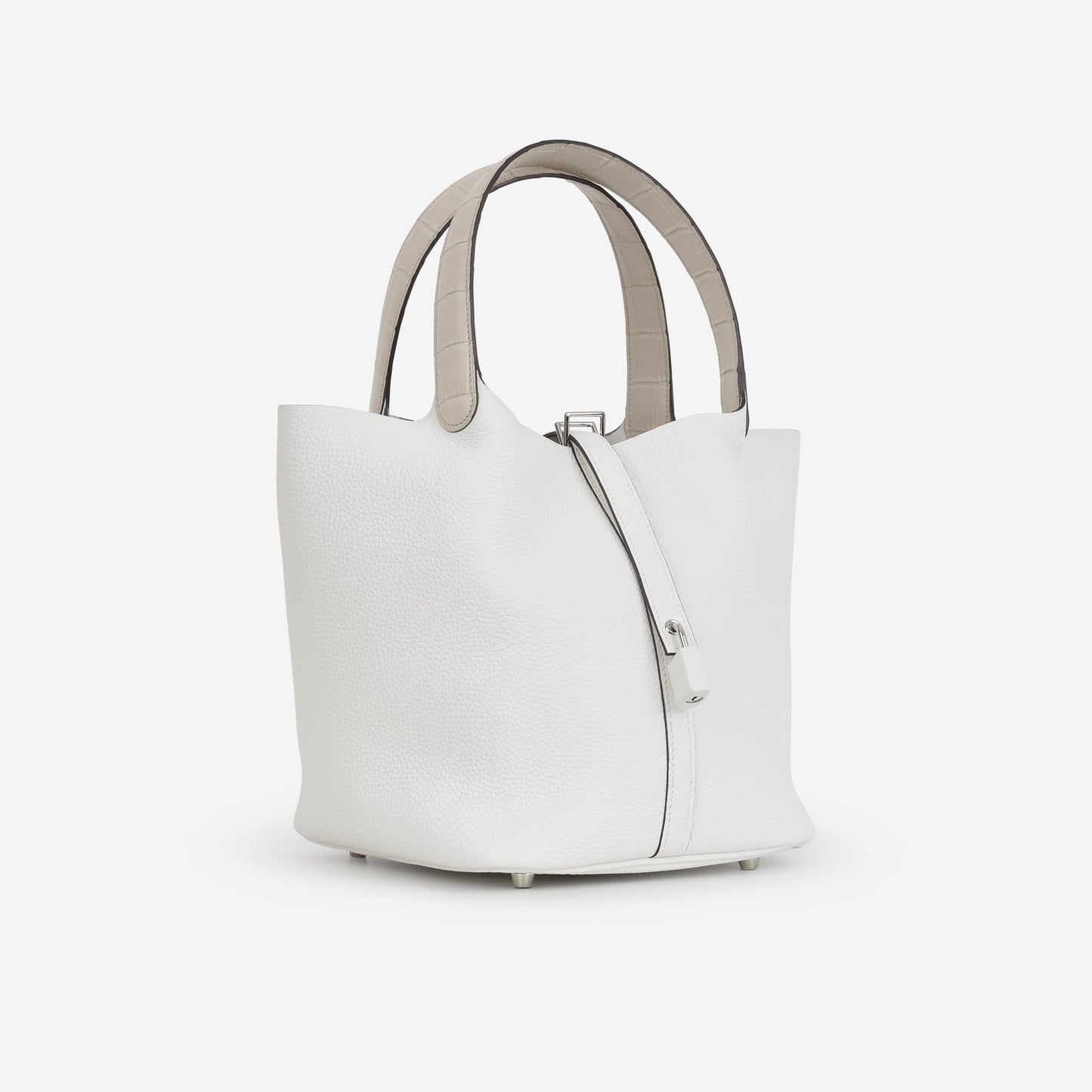 Hermès Picotin 22 Touch - New White Clemence / Beton Alligator Mississippiensis | Palladium Hardware