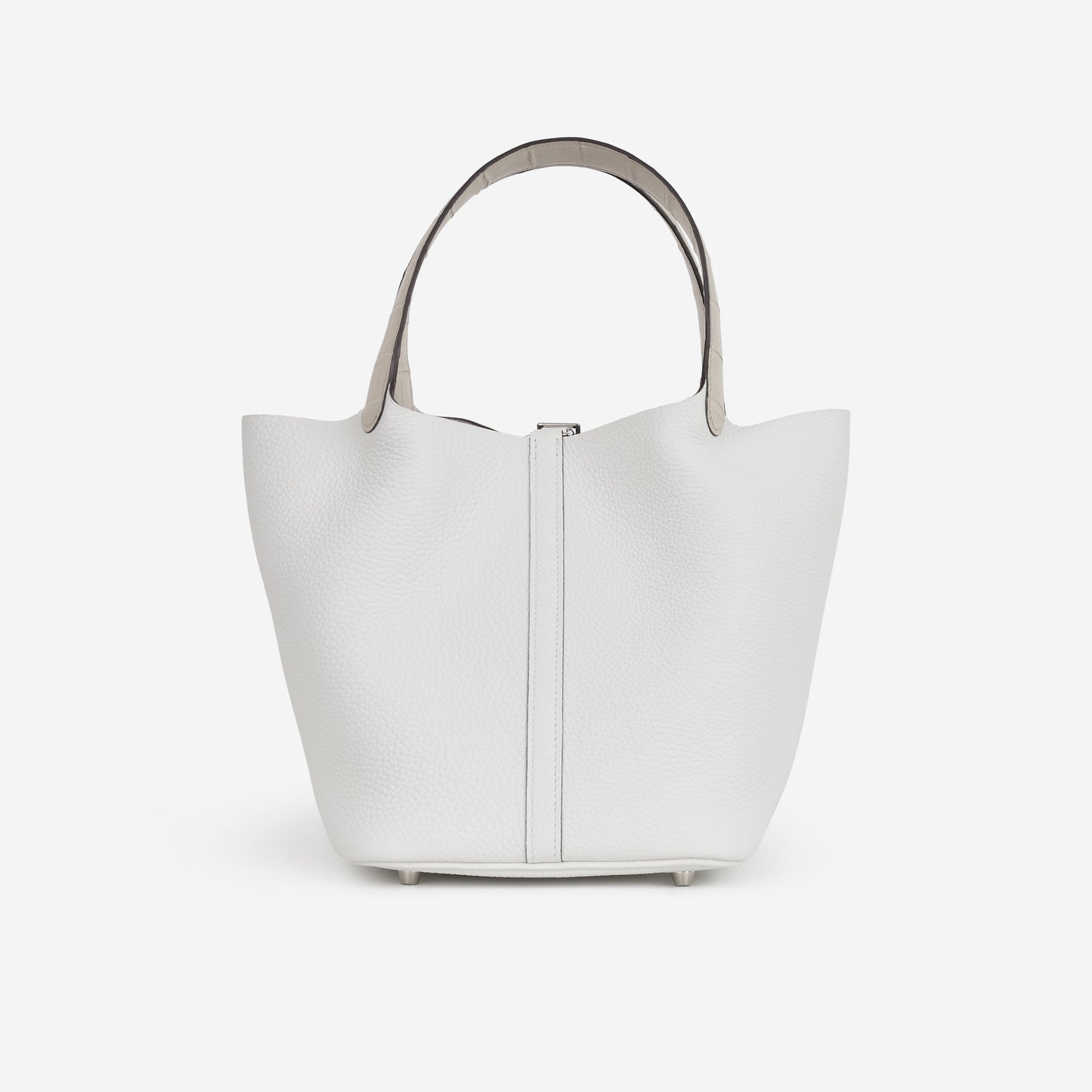 Hermès Picotin 22 Touch - New White Clemence / Beton Alligator Mississippiensis | Palladium Hardware
