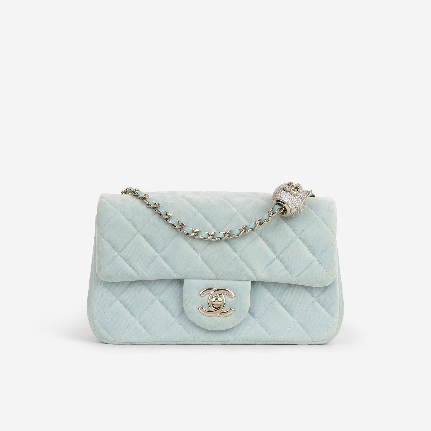 Chanel Mini Rectangular Pearl Crush - Mint Green Velvet | Light Gold Hardware