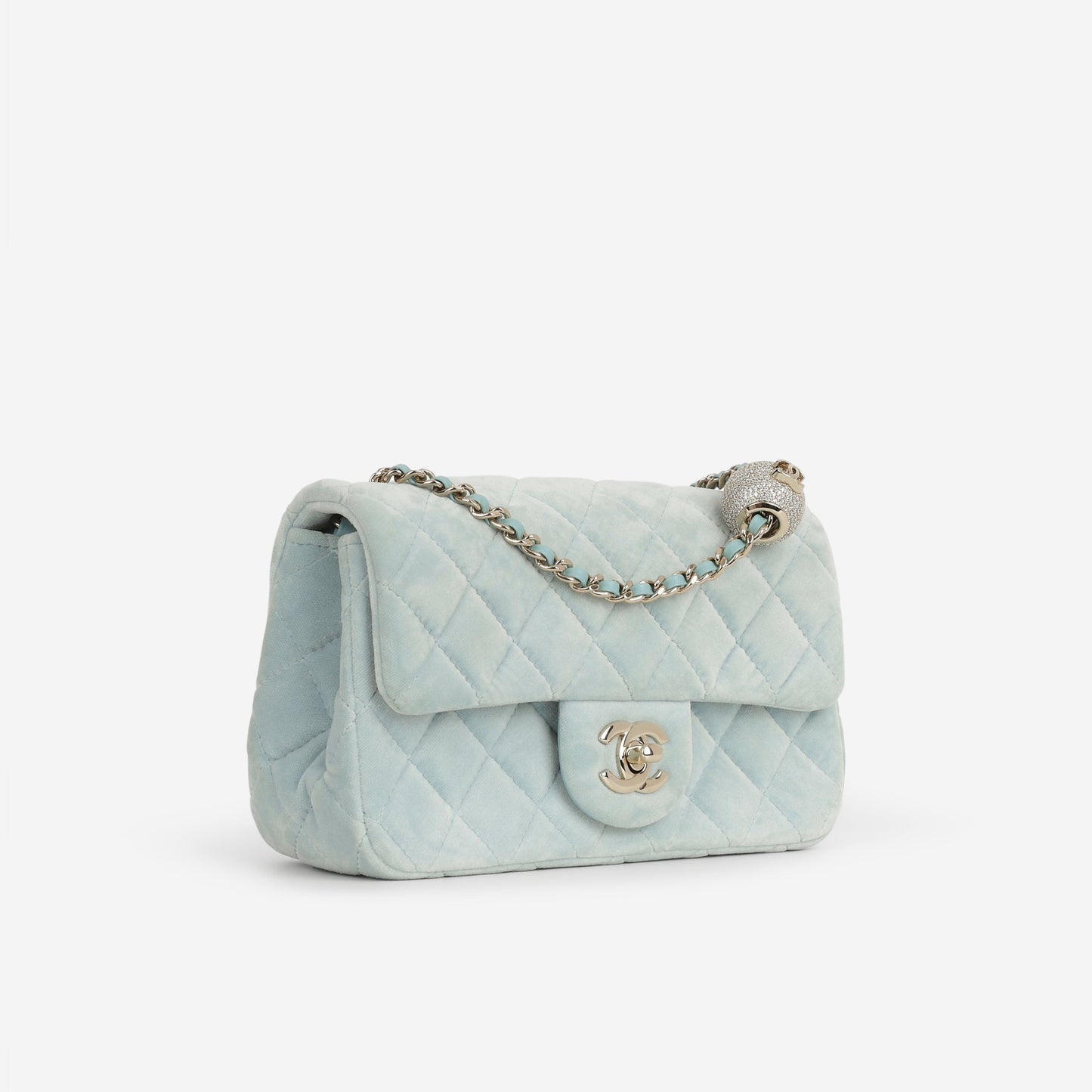Chanel Mini Rectangular Pearl Crush - Mint Green Velvet | Light Gold Hardware