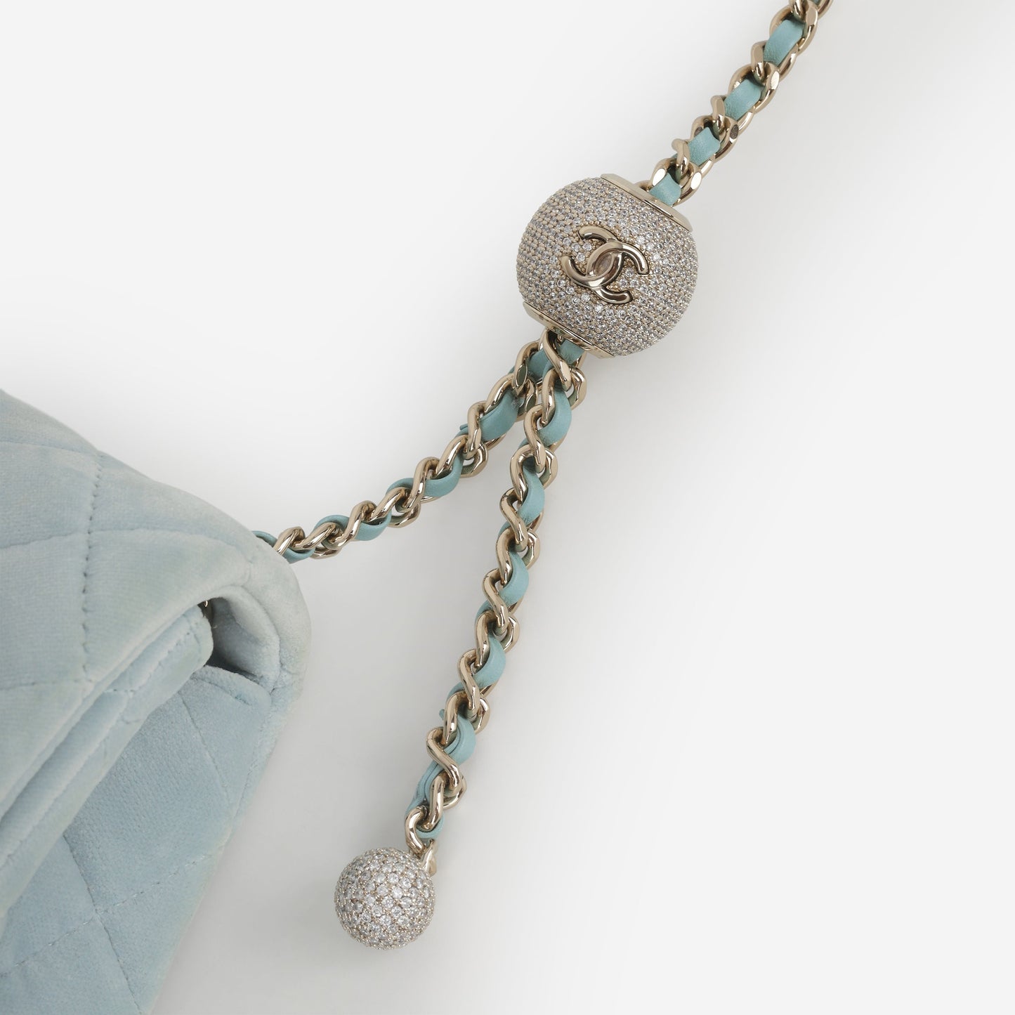Chanel Mini Rectangular Pearl Crush - Mint Green Velvet | Light Gold Hardware