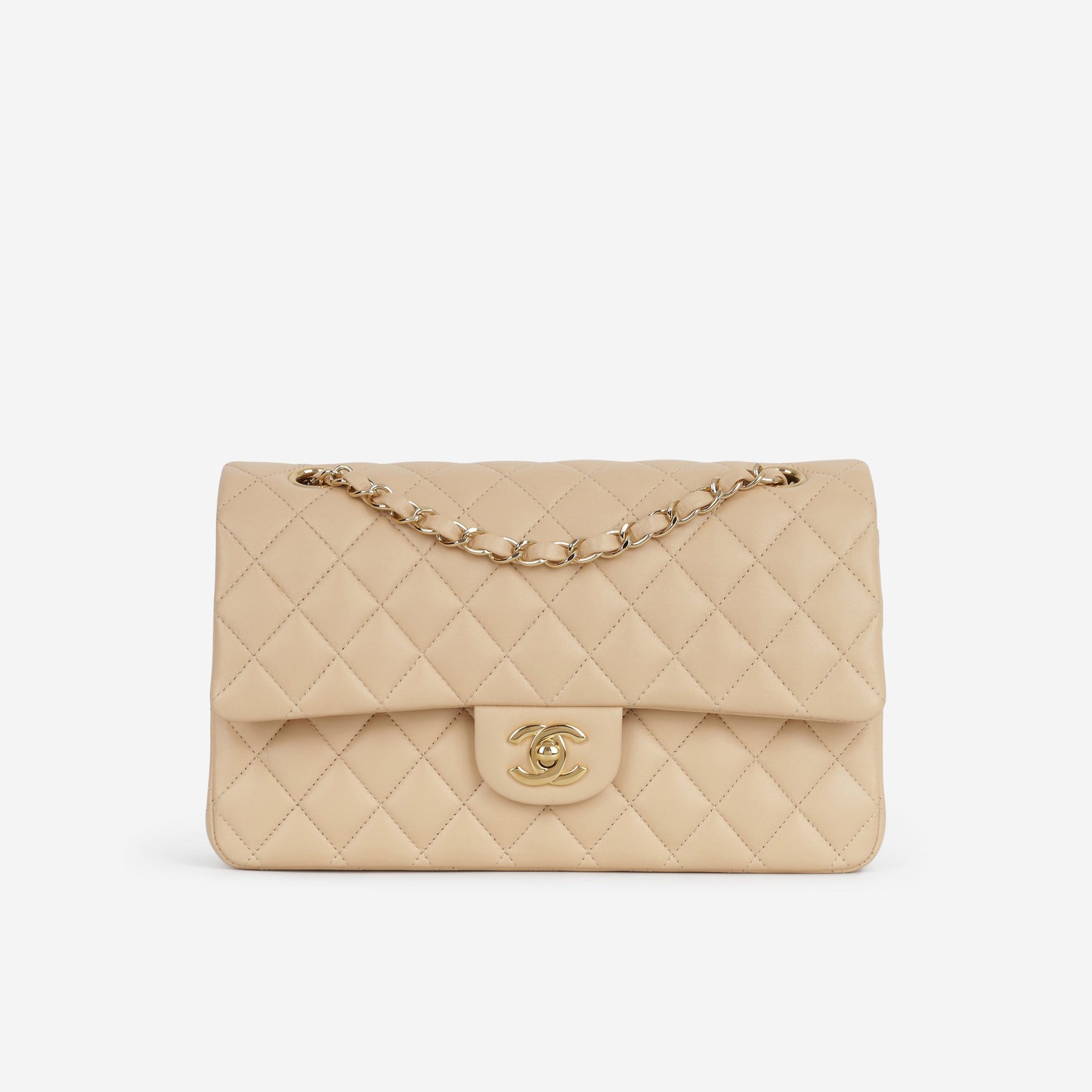 Chanel Medium Classic Flap - Beige Lambskin | Gold Hardware