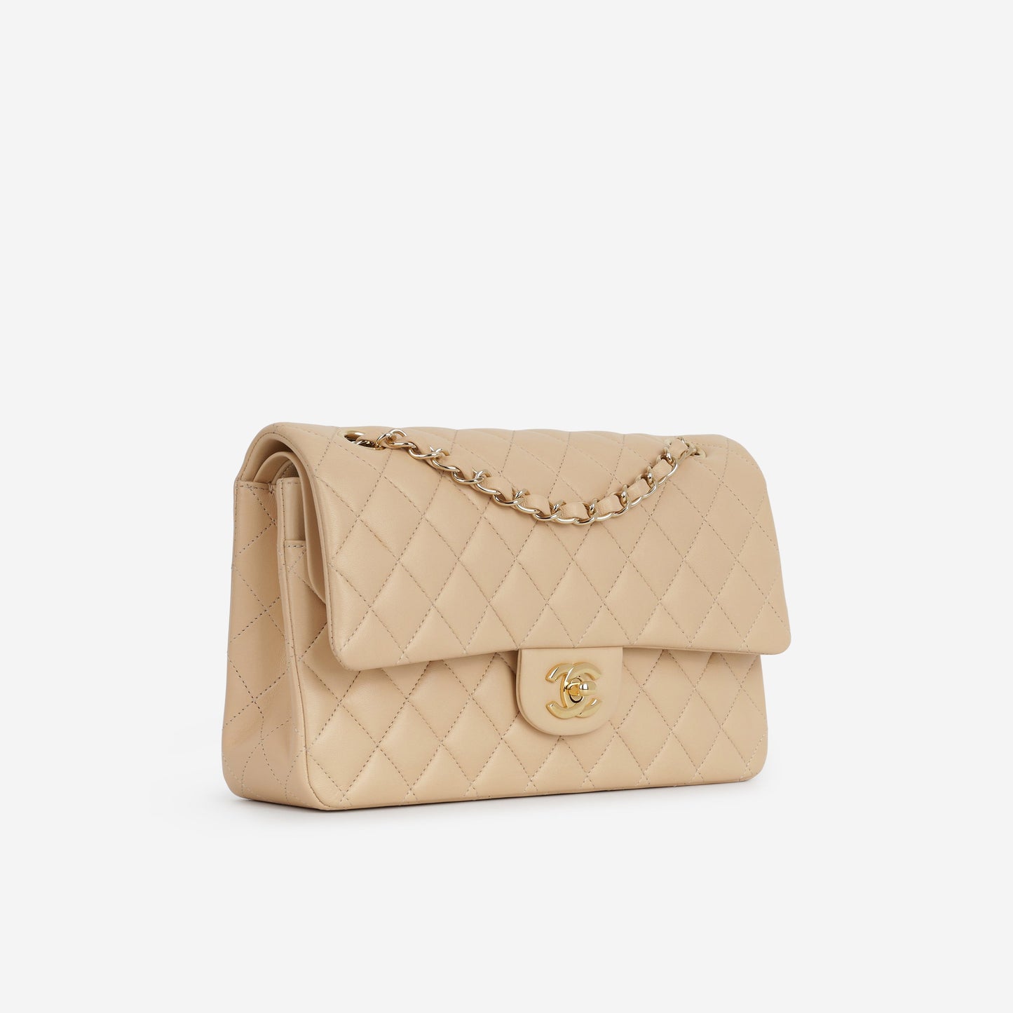 Chanel Medium Classic Flap - Beige Lambskin | Gold Hardware