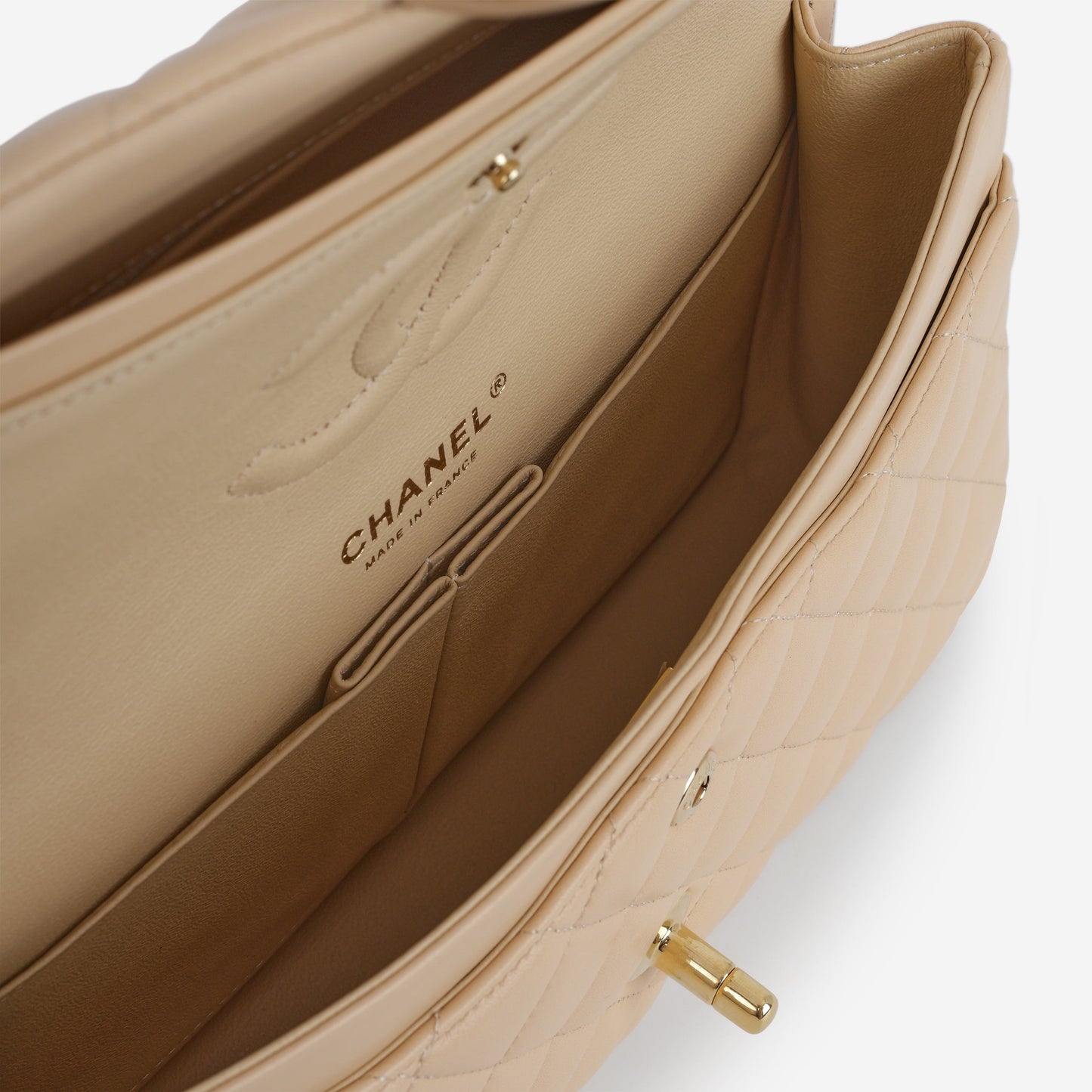 Chanel Medium Classic Flap - Beige Lambskin | Gold Hardware