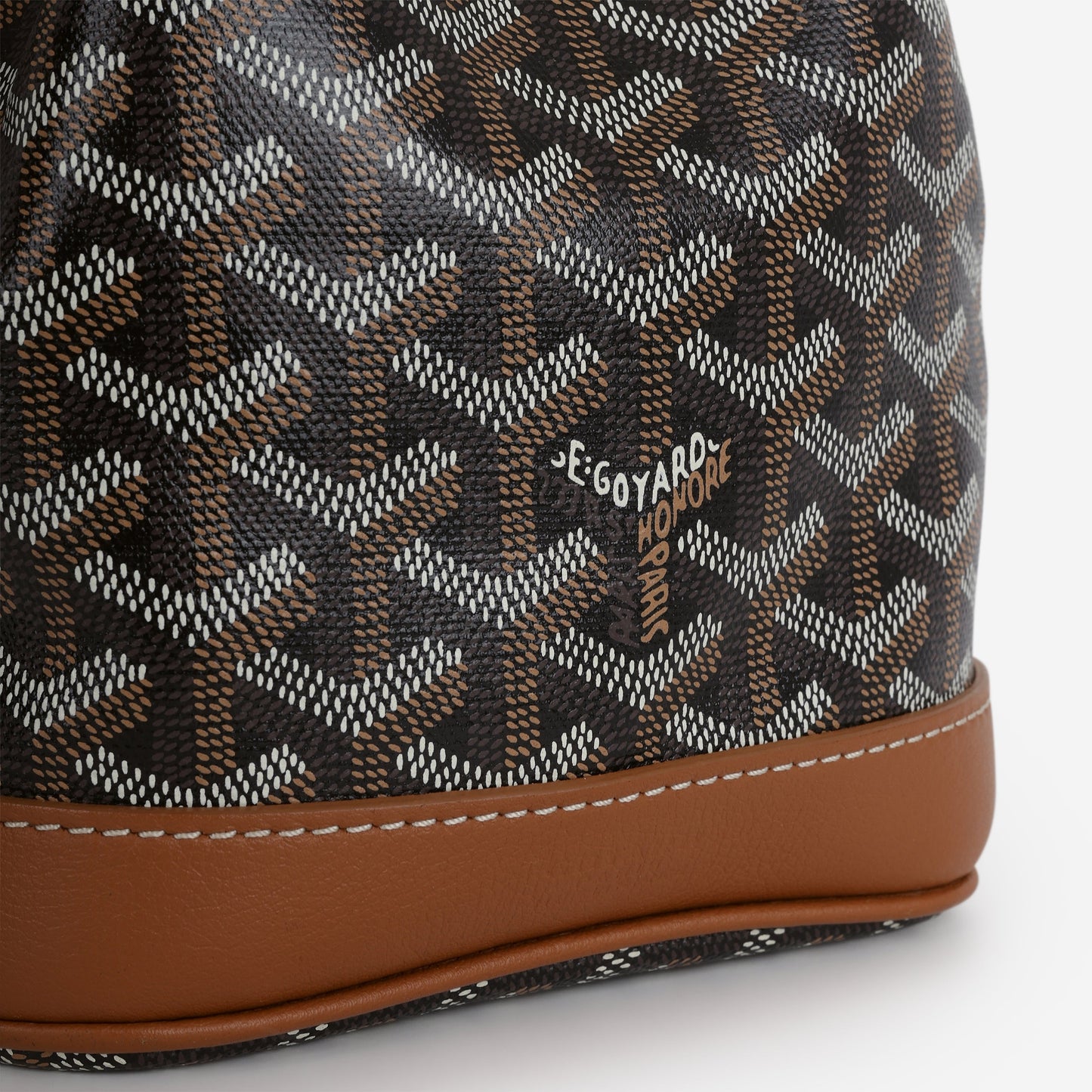 Goyard Petit Flot Bucket Bag - Black / Tan Goyardine | Palladium Hardware