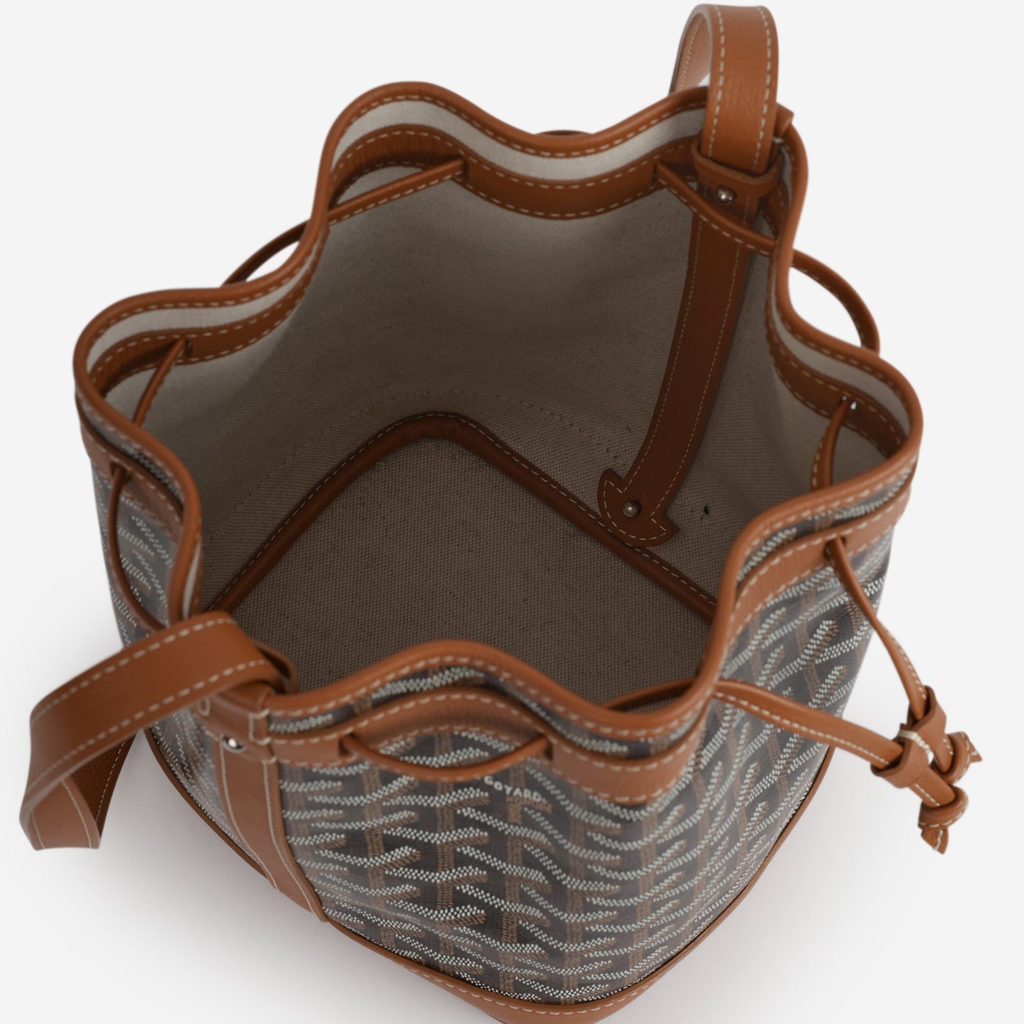 Goyard Petit Flot Bucket Bag - Black / Tan Goyardine | Palladium Hardware