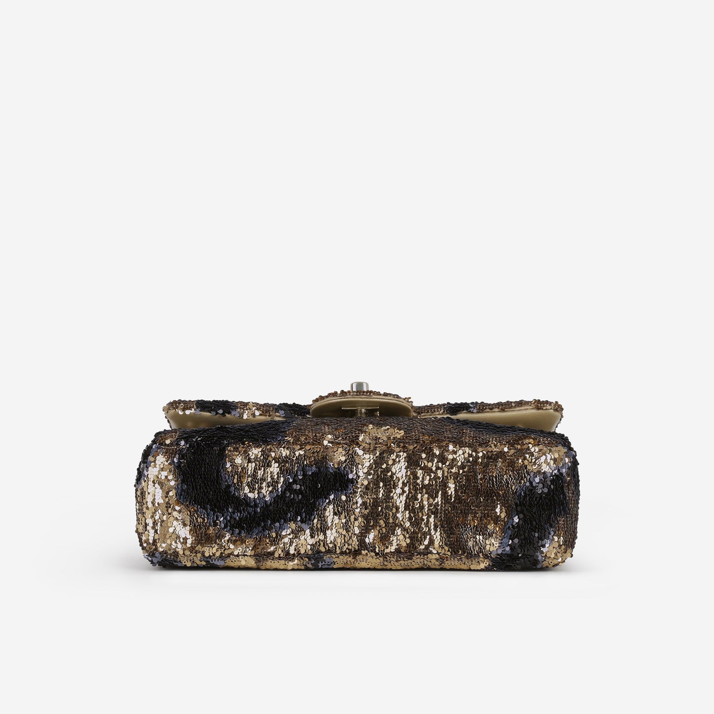 Chanel 25K Small Sequin Flap - Black & Gold Bow Sequins | Gold Hardware