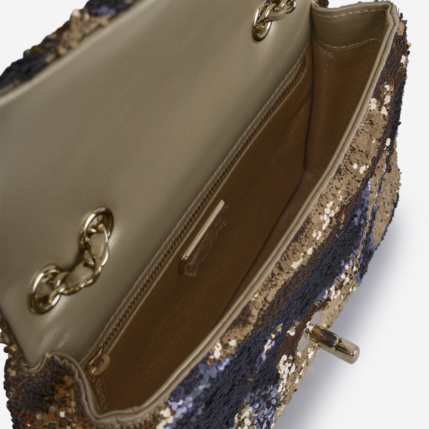 Chanel 25K Small Sequin Flap - Black & Gold Bow Sequins | Gold Hardware