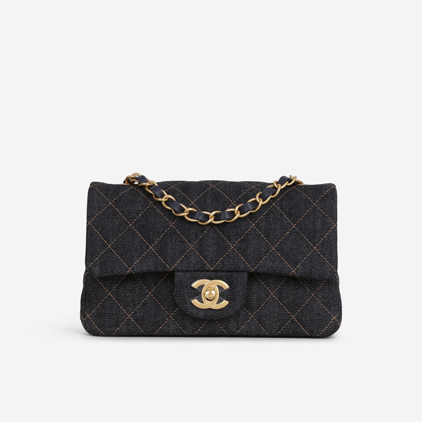 Chanel Mini Flap Rectangular - Indigo Denim | Gold Hardware