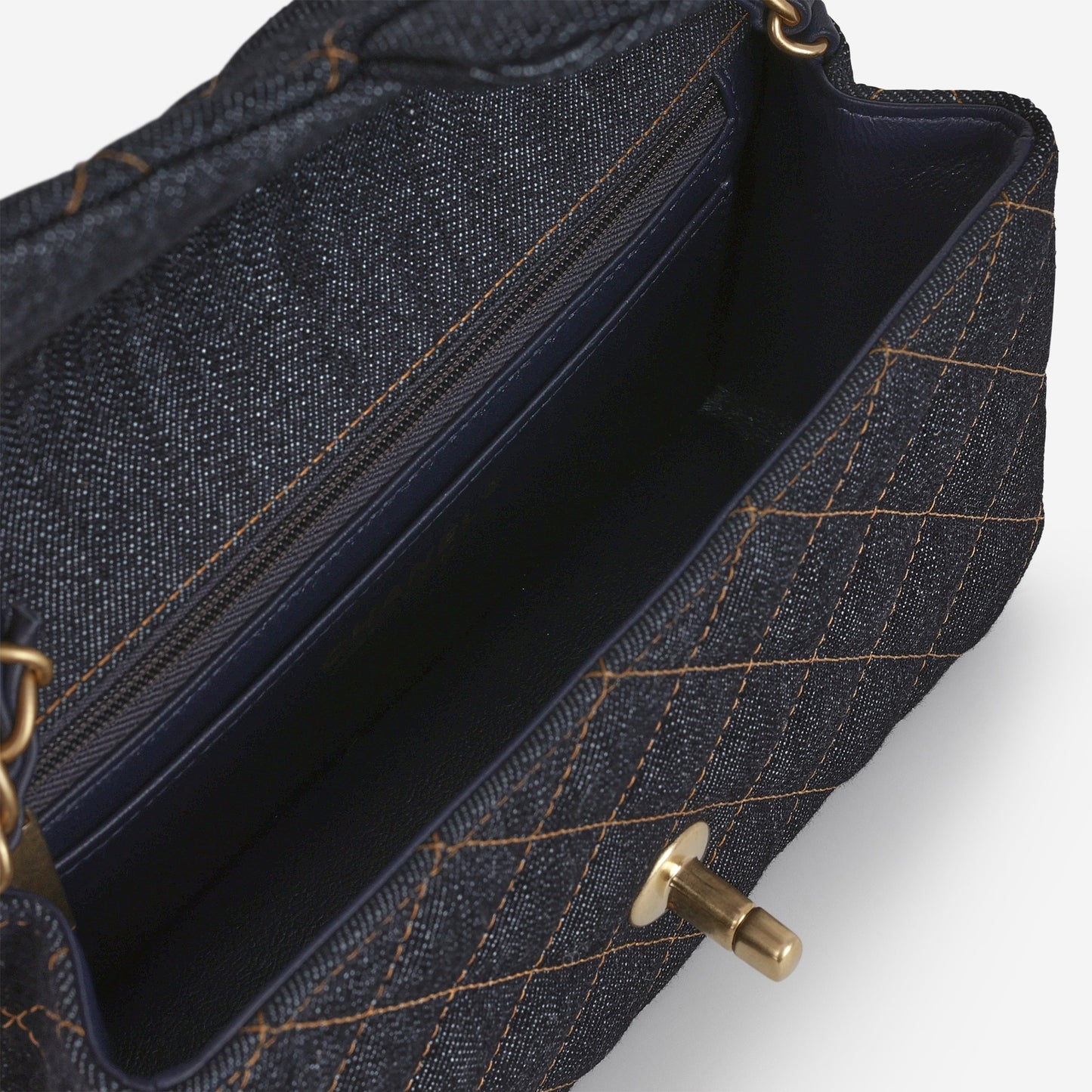 Chanel Mini Flap Rectangular - Indigo Denim | Gold Hardware