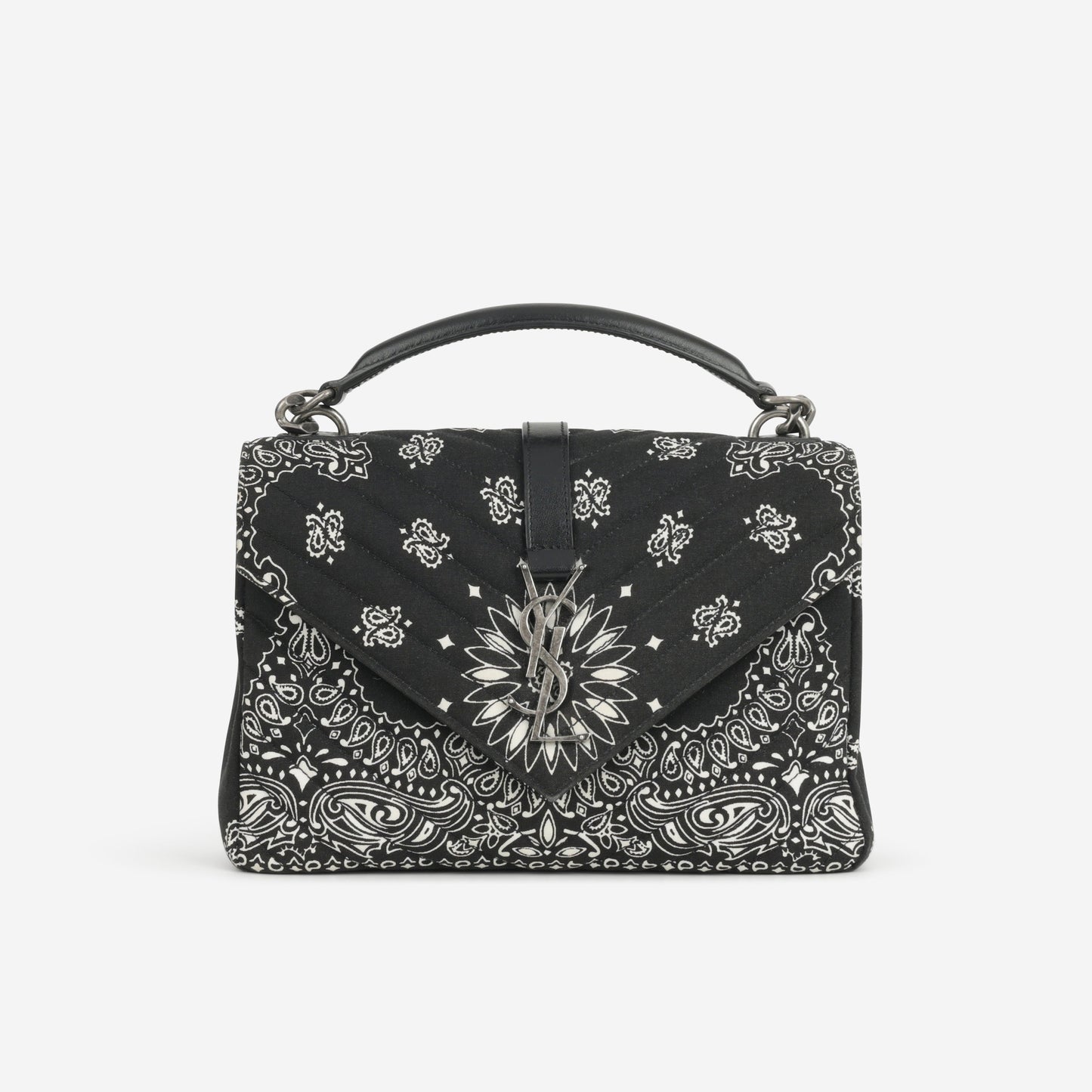 Saint Laurent Medium College - Bandana Print Canvas | Silver Hardware
