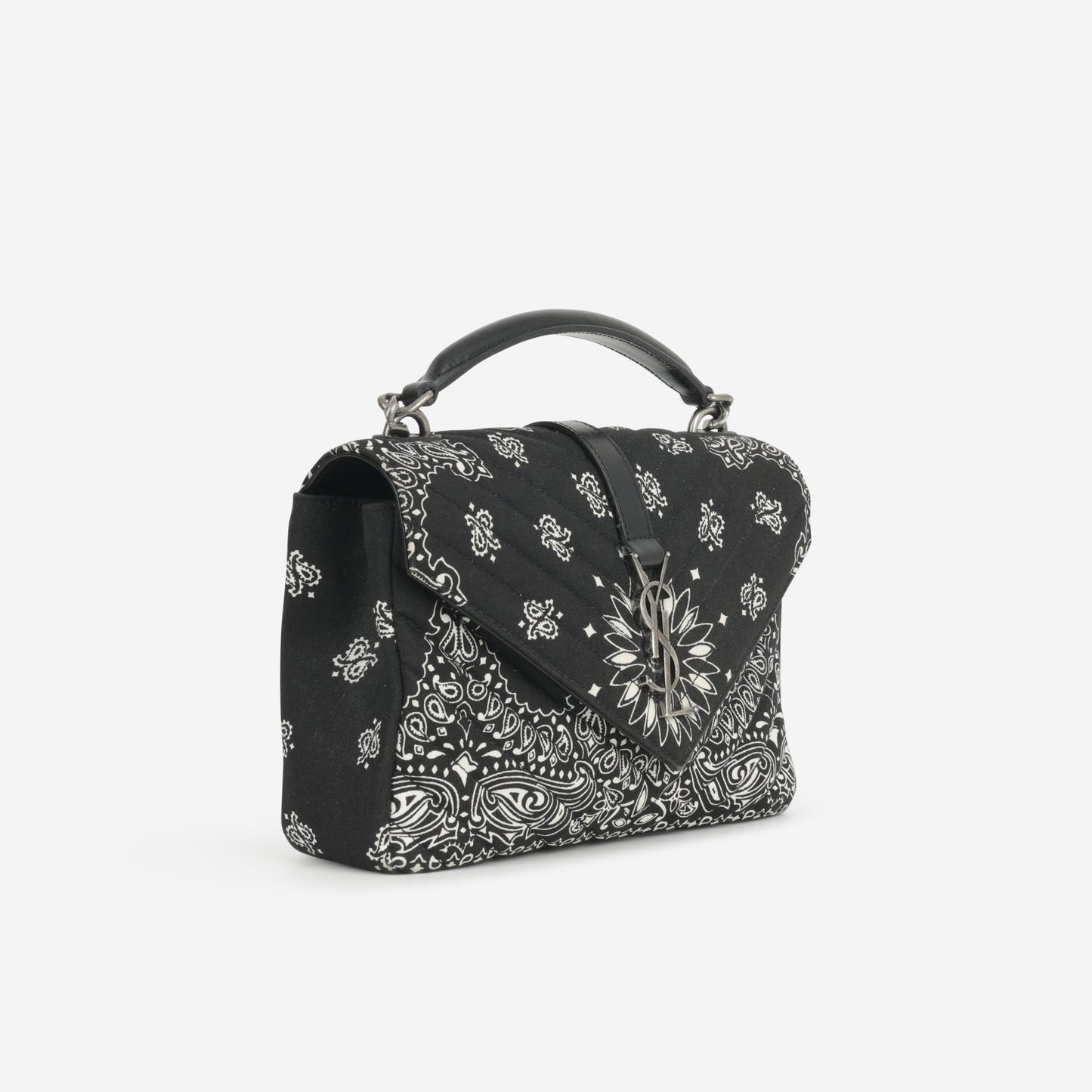 Saint Laurent Medium College - Bandana Print Canvas | Silver Hardware