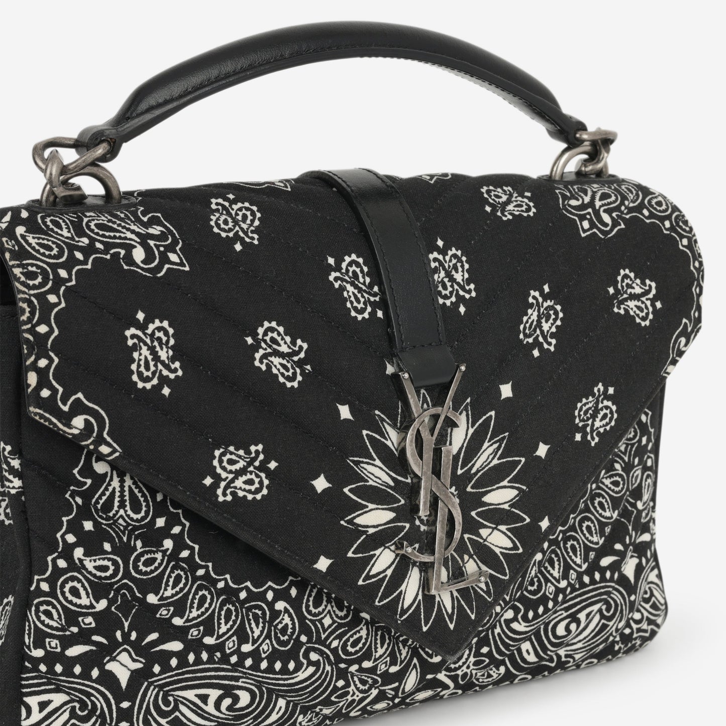 Saint Laurent Medium College - Bandana Print Canvas | Silver Hardware