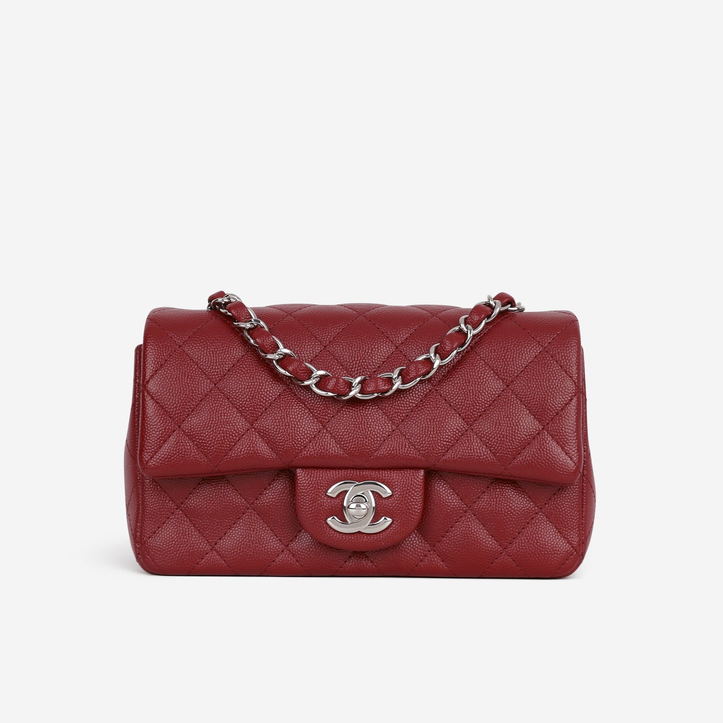 Chanel Mini Rectangular - Red Caviar | Silver Hardware