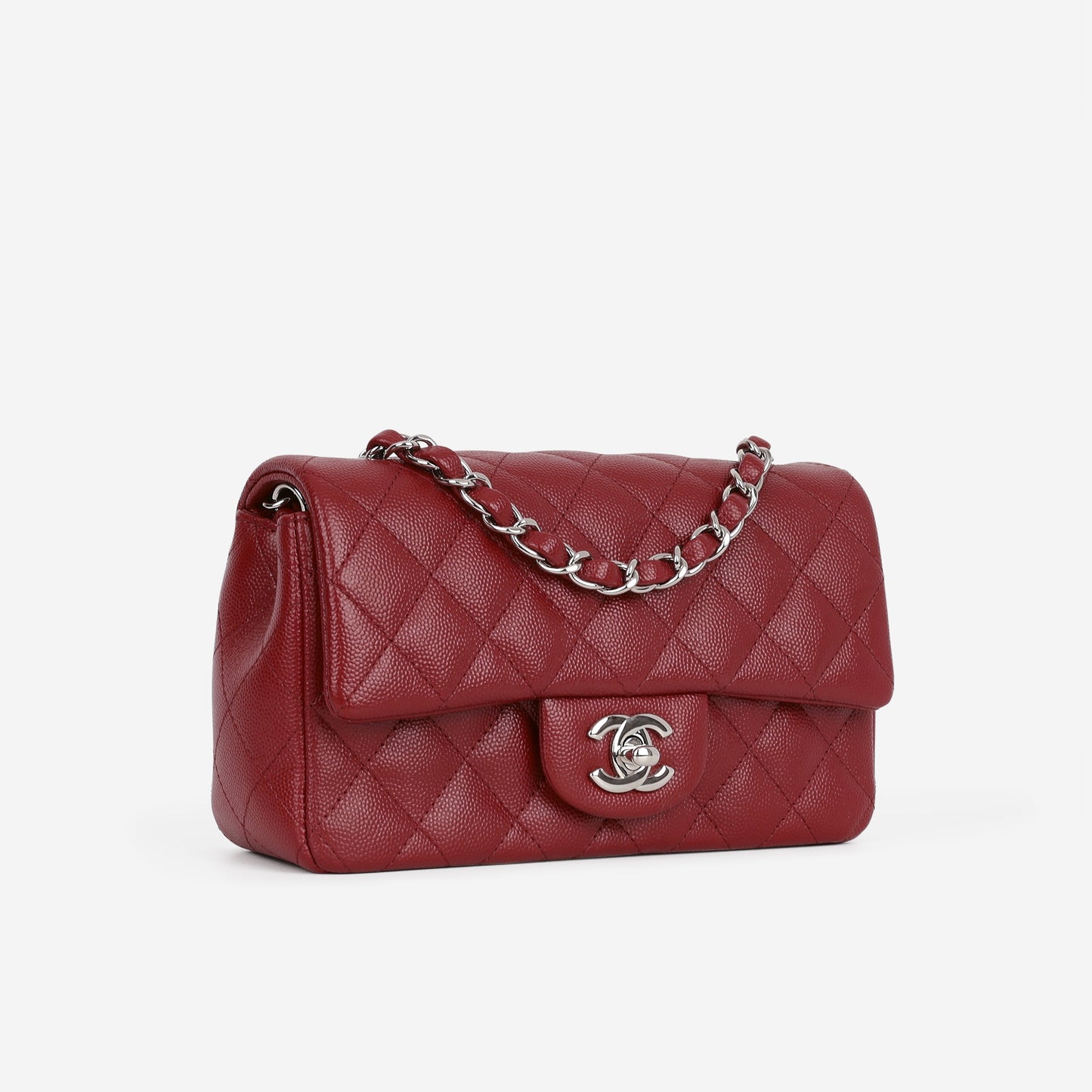 Chanel Mini Rectangular - Red Caviar | Silver Hardware