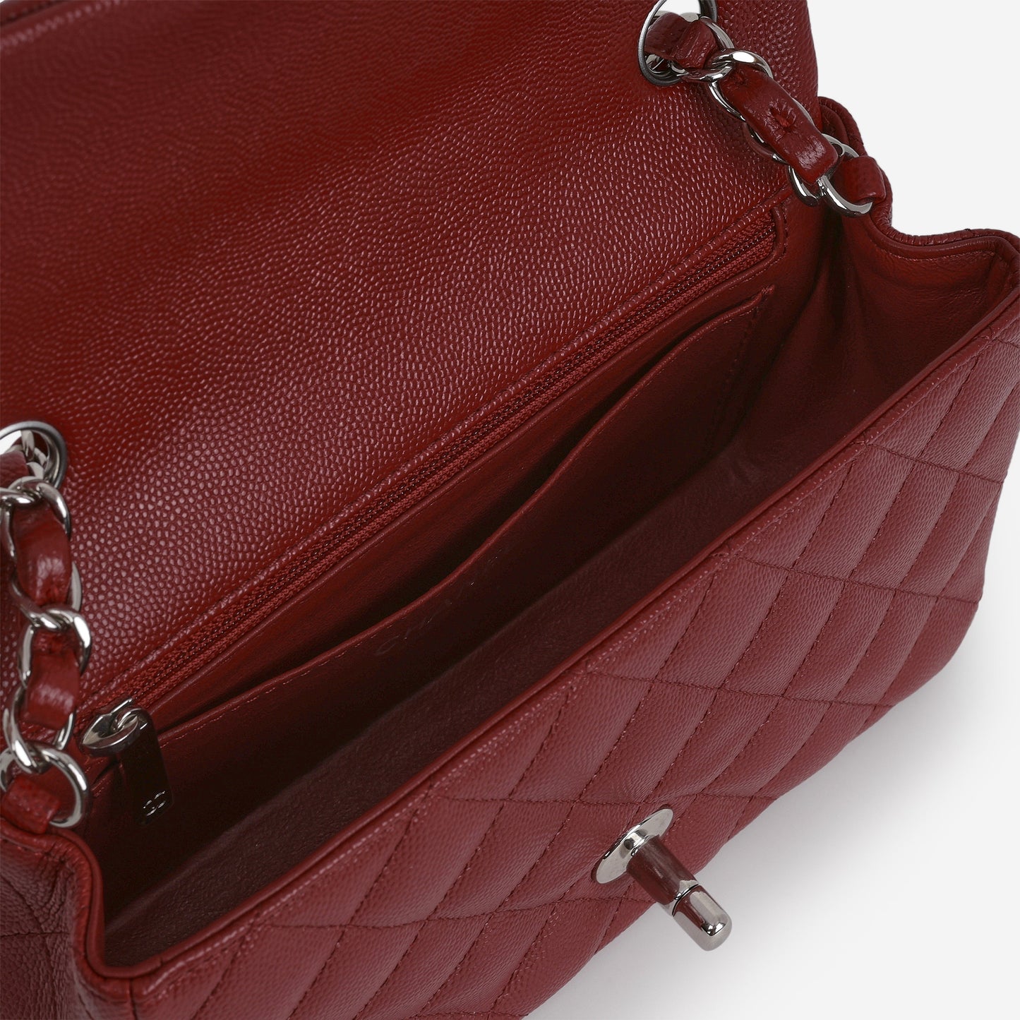 Chanel Mini Rectangular - Red Caviar | Silver Hardware