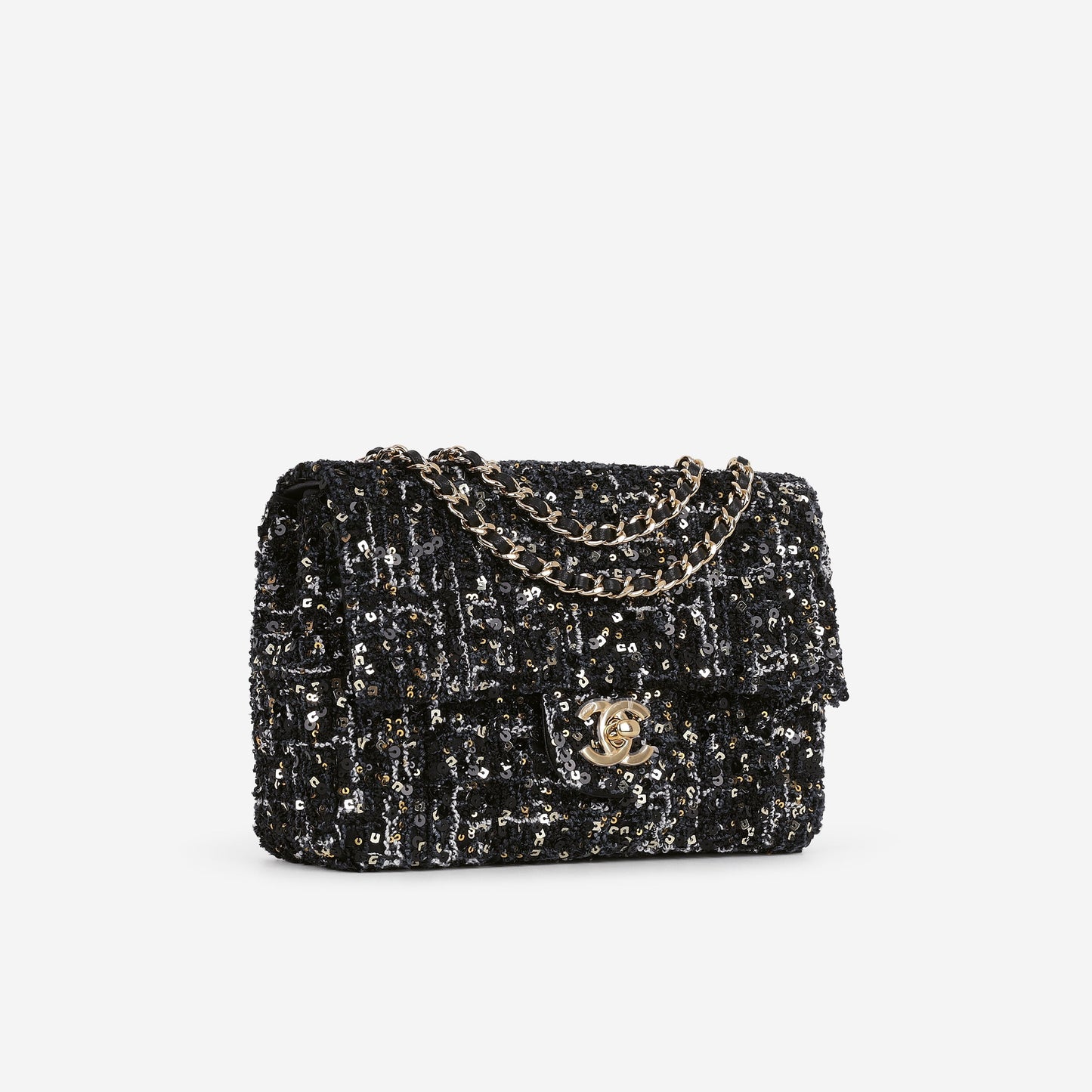 Chanel 24P Small Sequin Flap - Black / Gold / Multi Sequins | Gold Hardware