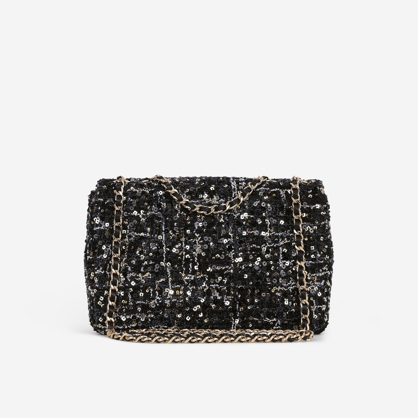 Chanel 24P Small Sequin Flap - Black / Gold / Multi Sequins | Gold Hardware