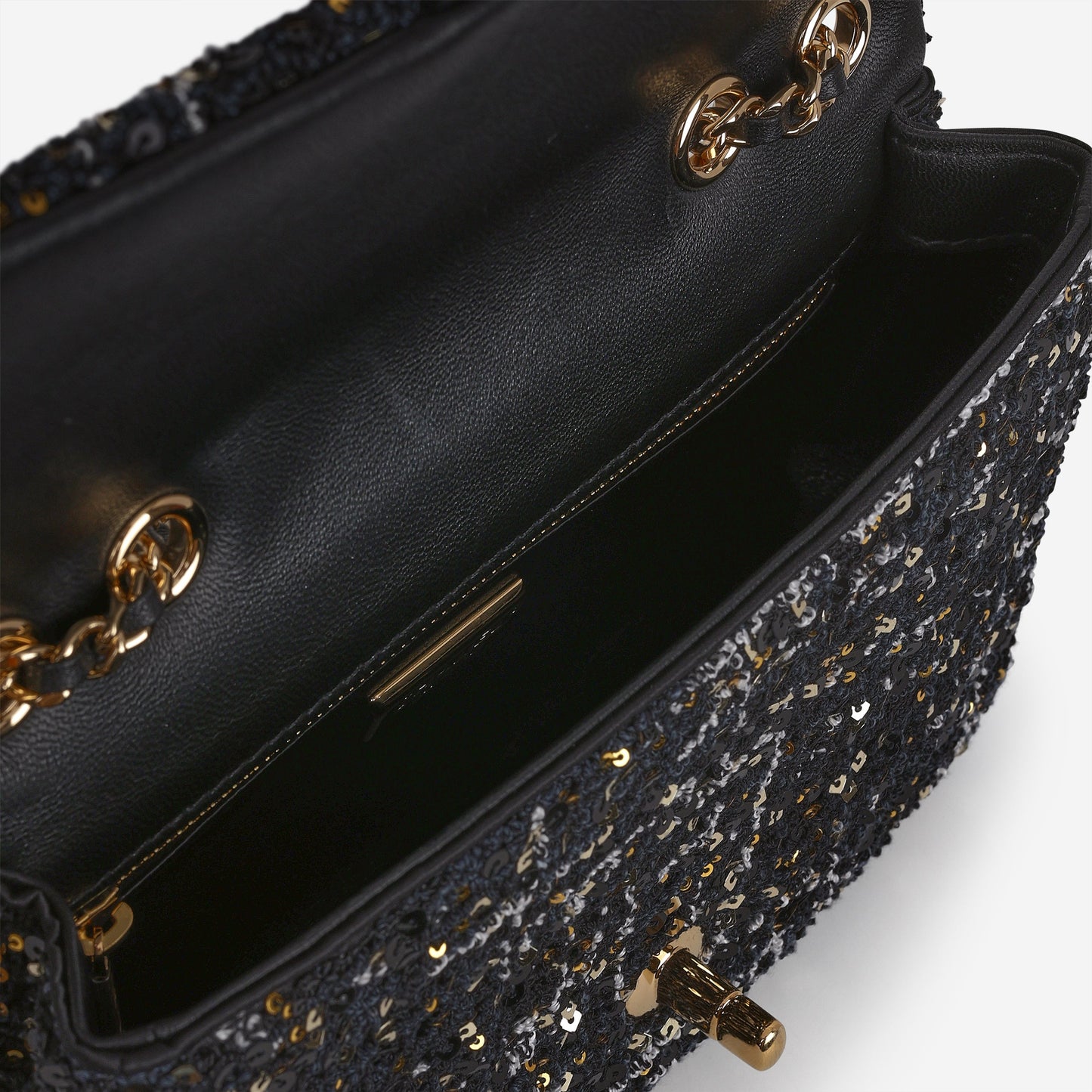 Chanel 24P Small Sequin Flap - Black / Gold / Multi Sequins | Gold Hardware