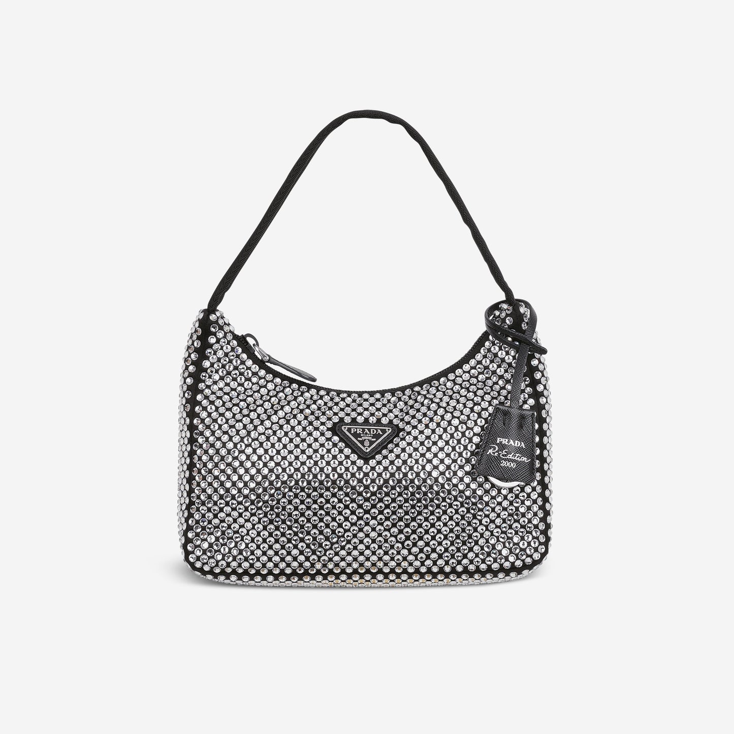 Prada Re-Edition 2000 Crystal - Black Satin | Silver Hardware
