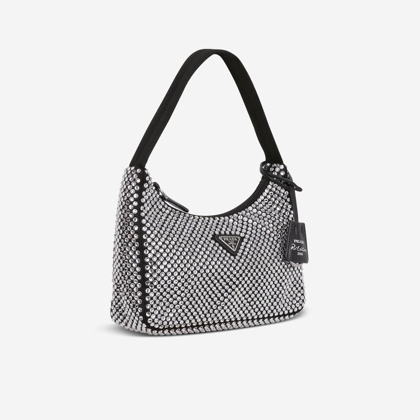 Prada Re-Edition 2000 Crystal - Black Satin | Silver Hardware