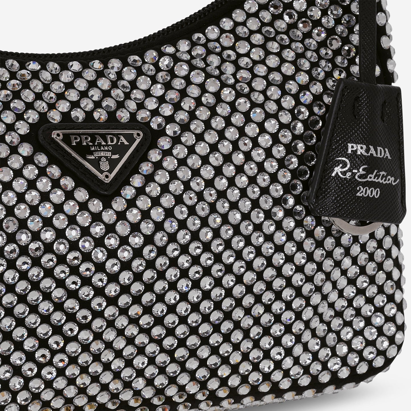 Prada Re-Edition 2000 Crystal - Black Satin | Silver Hardware