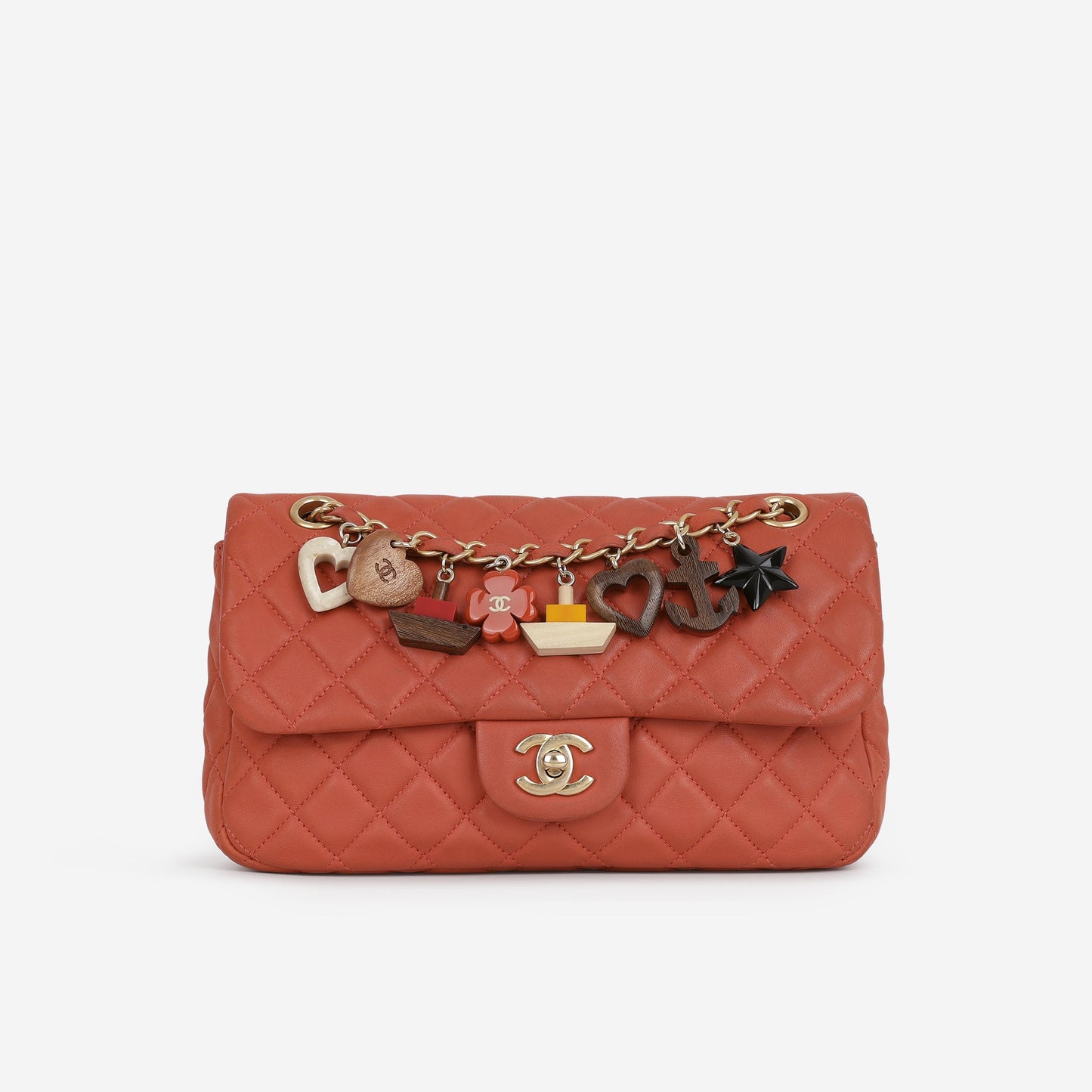 Chanel Valentine Charm Chain Flap - Red Lambskin | Gold Hardware
