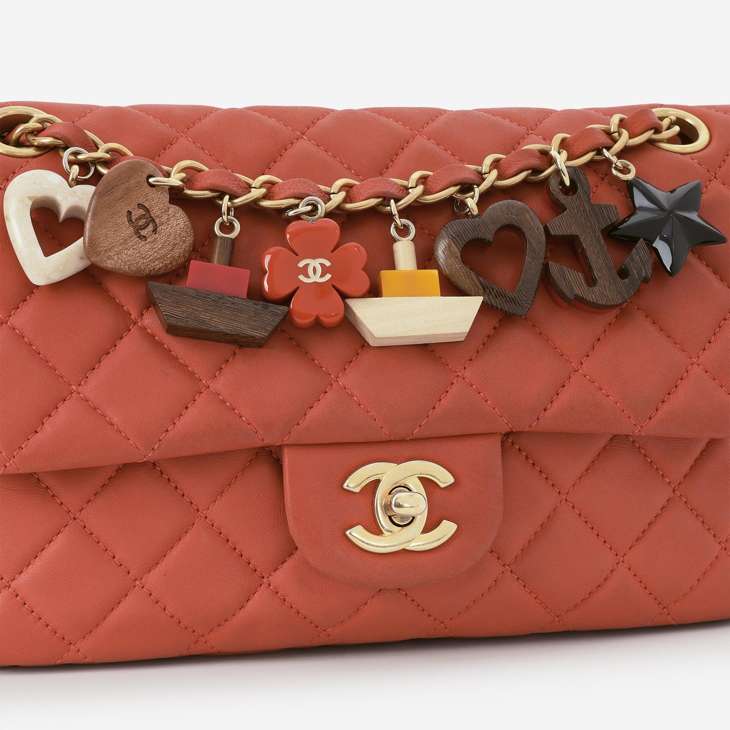 Chanel Valentine Charm Chain Flap - Red Lambskin | Gold Hardware