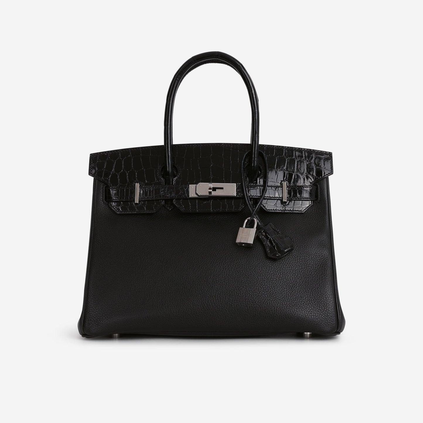 Hermès Birkin 30 Touch - Black Novillo / Bleu Marine Crocodile Niloticus | Palladium Hardware
