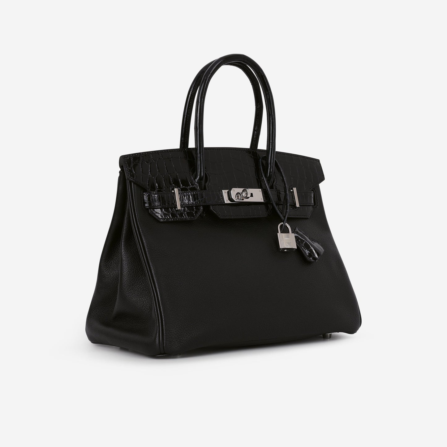 Hermès Birkin 30 Touch - Black Novillo / Bleu Marine Crocodile Niloticus | Palladium Hardware