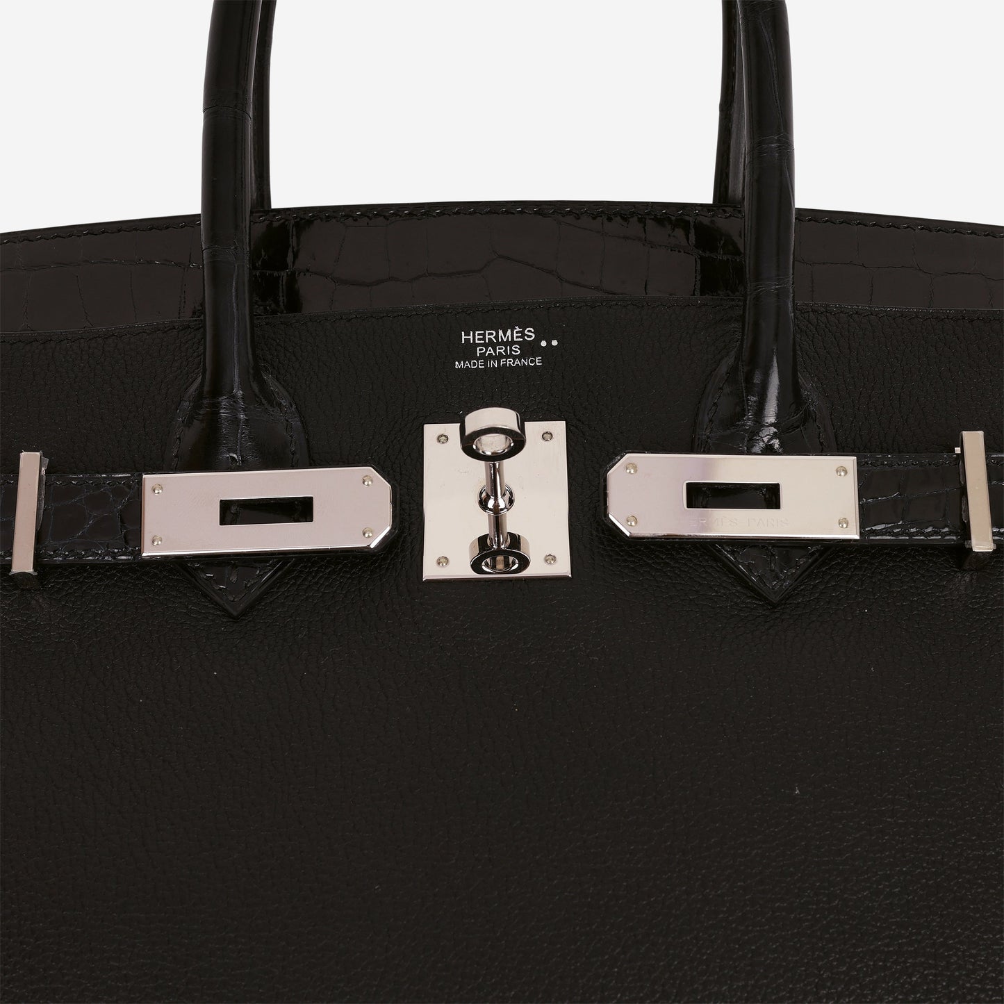 Hermès Birkin 30 Touch - Black Novillo / Bleu Marine Crocodile Niloticus | Palladium Hardware