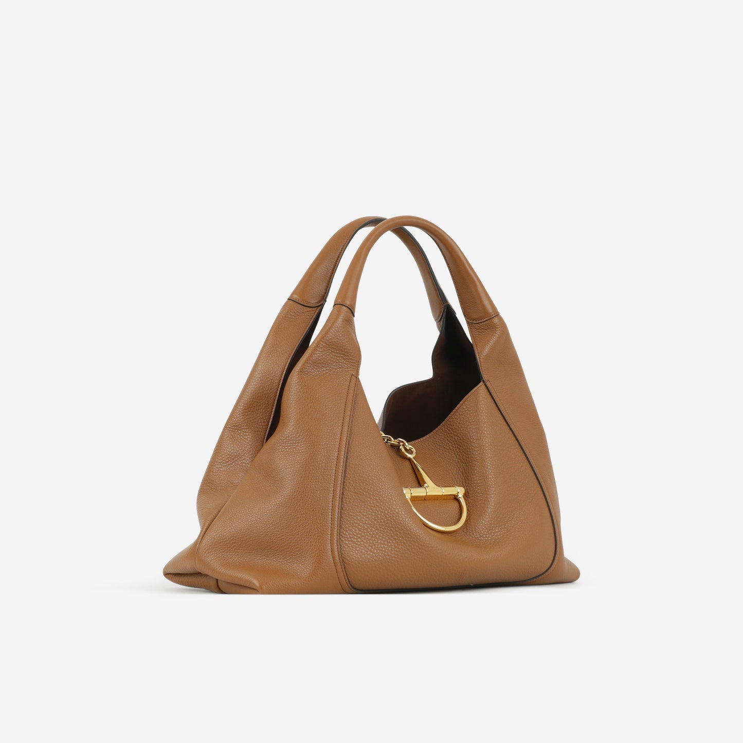 Gucci Softbit Maxi Shoulder Bag - Brown Grained Leather | Gold Hardware