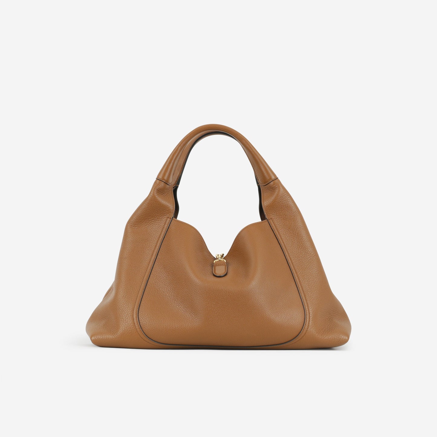 Gucci Softbit Maxi Shoulder Bag - Brown Grained Leather | Gold Hardware