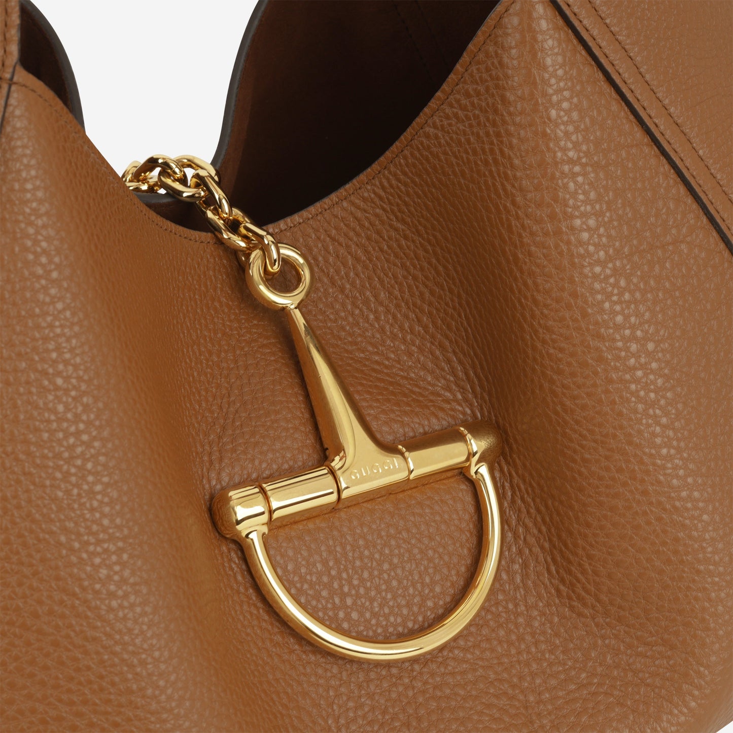 Gucci Softbit Maxi Shoulder Bag - Brown Grained Leather | Gold Hardware