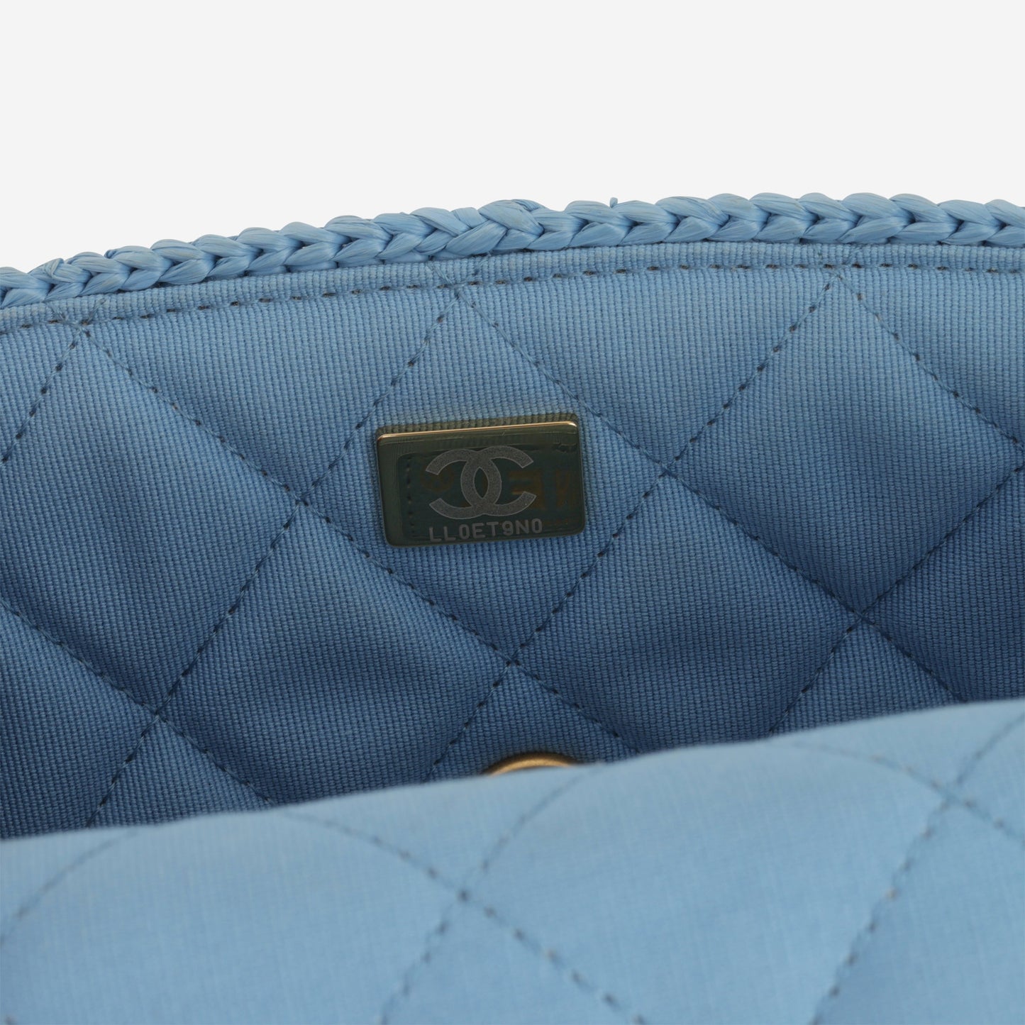 Chanel 24P Small Dolce Flap - Blue Braided Raffia | Gold Hardware
