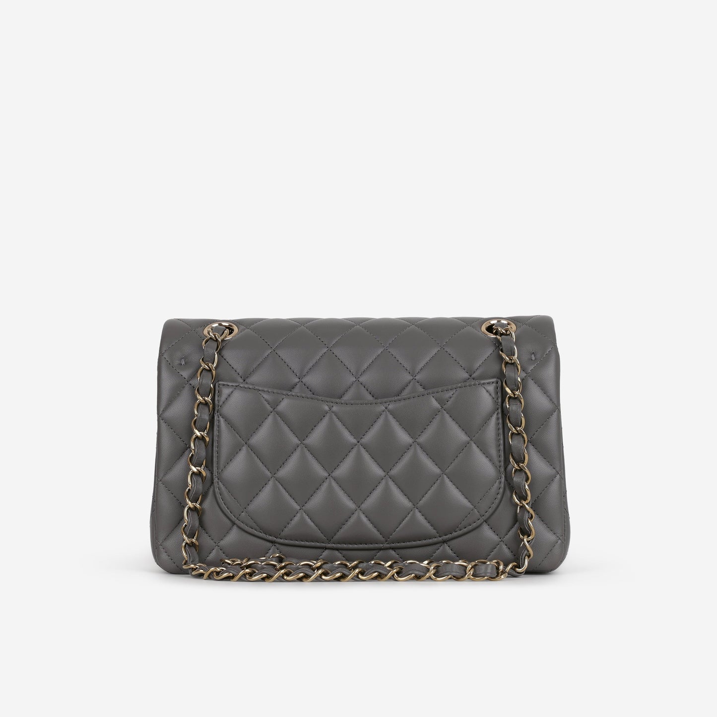 Chanel Small Classic Flap - Dark Grey Lambskin | Champagne Gold Hardware