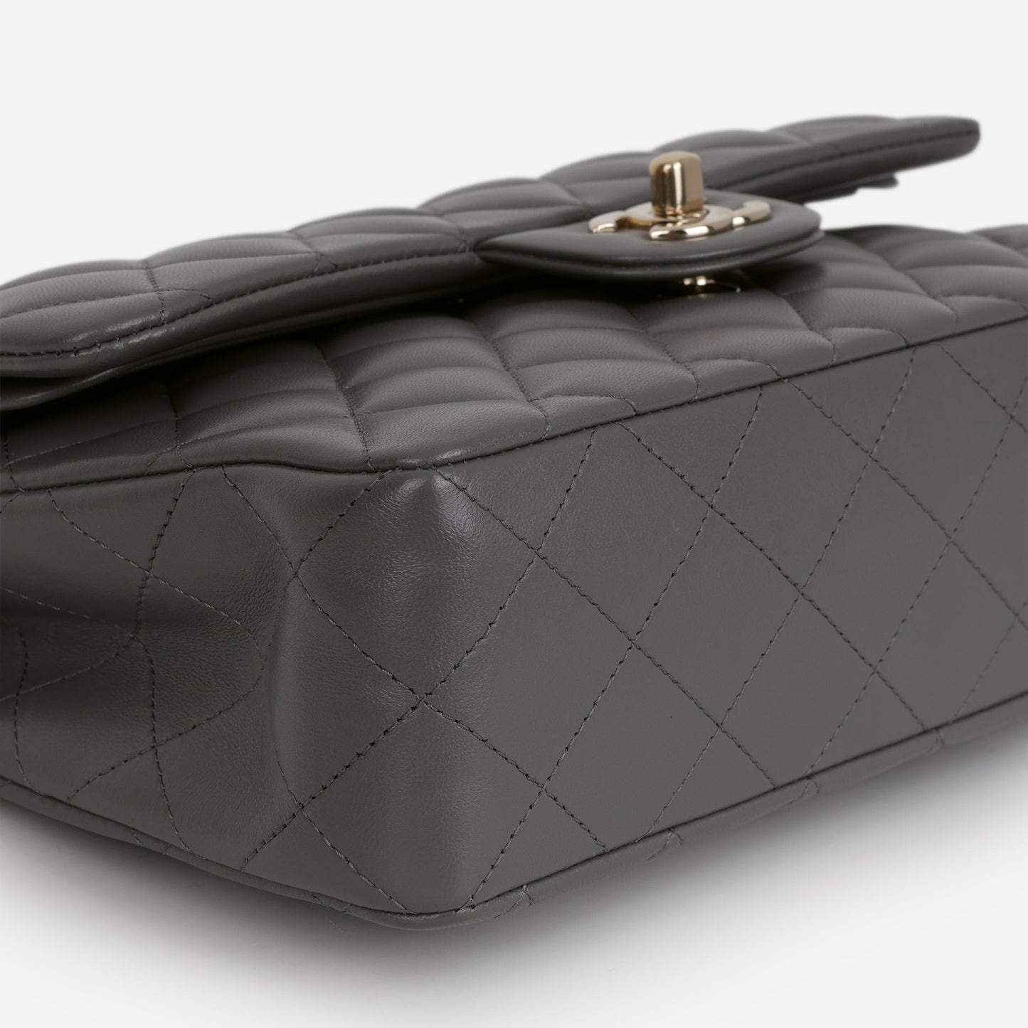 Chanel Small Classic Flap - Dark Grey Lambskin | Champagne Gold Hardware