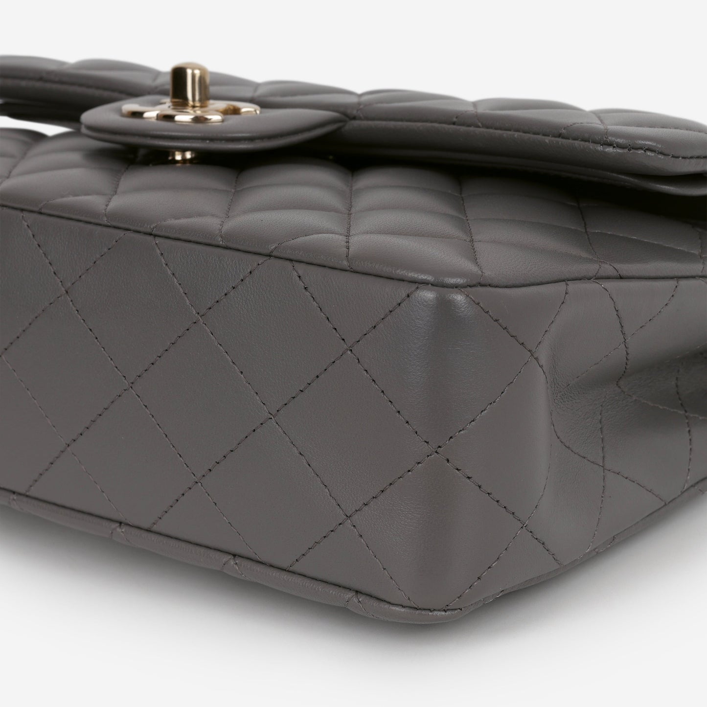 Chanel Small Classic Flap - Dark Grey Lambskin | Champagne Gold Hardware