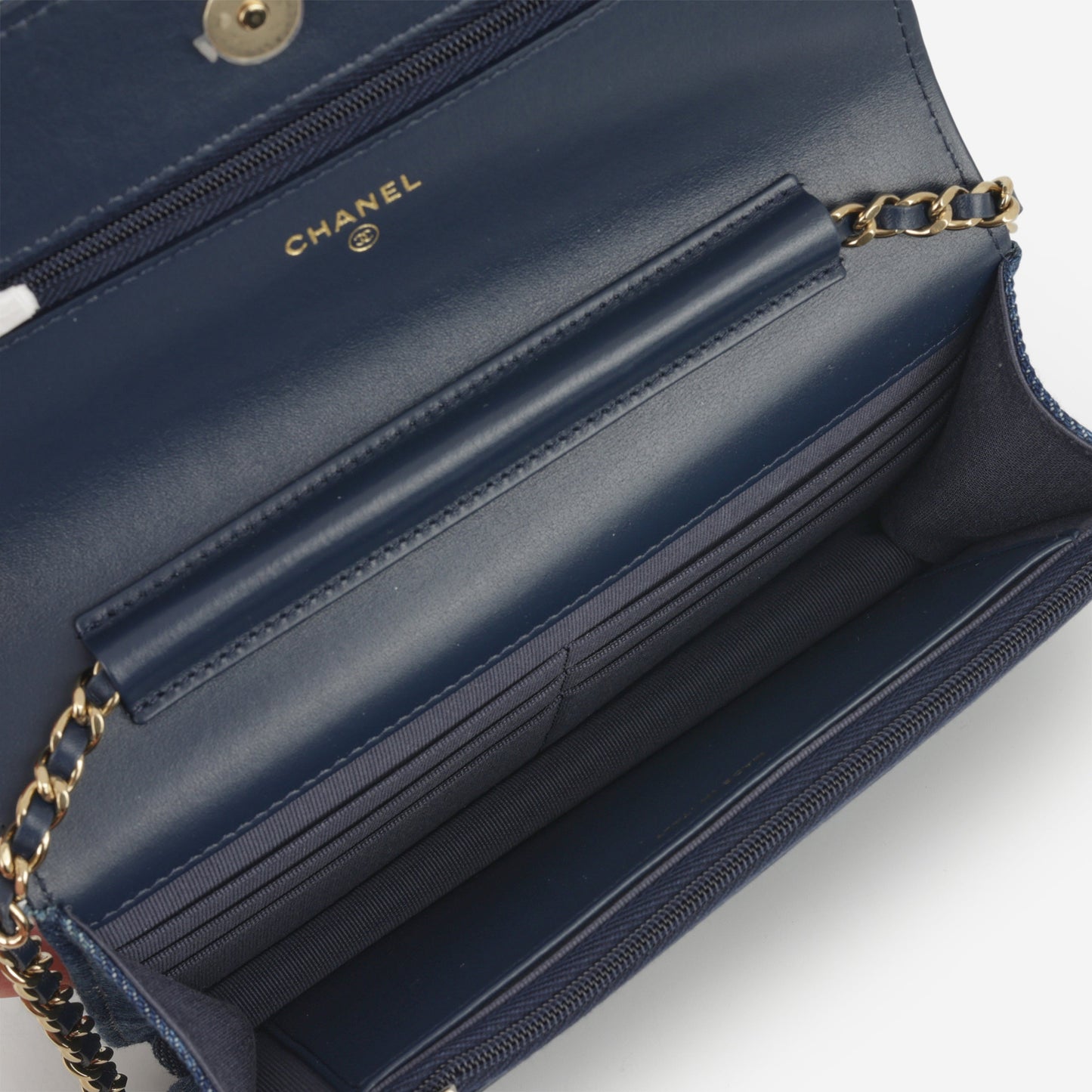 Chanel Classic Wallet on Chain - Tromp L'oeil Denim | Champagne Gold Hardware