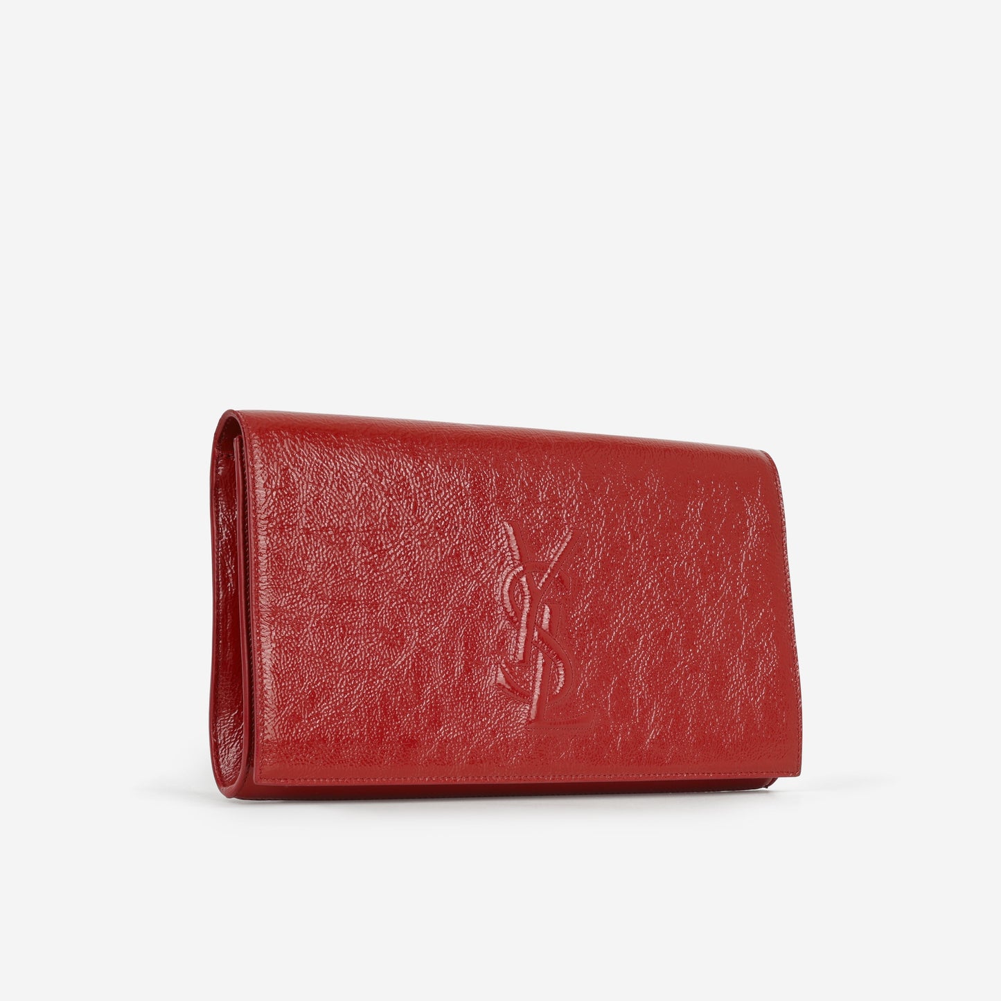 Saint Laurent Belle de Jour Clutch - Red Textured Glazed Calfskin