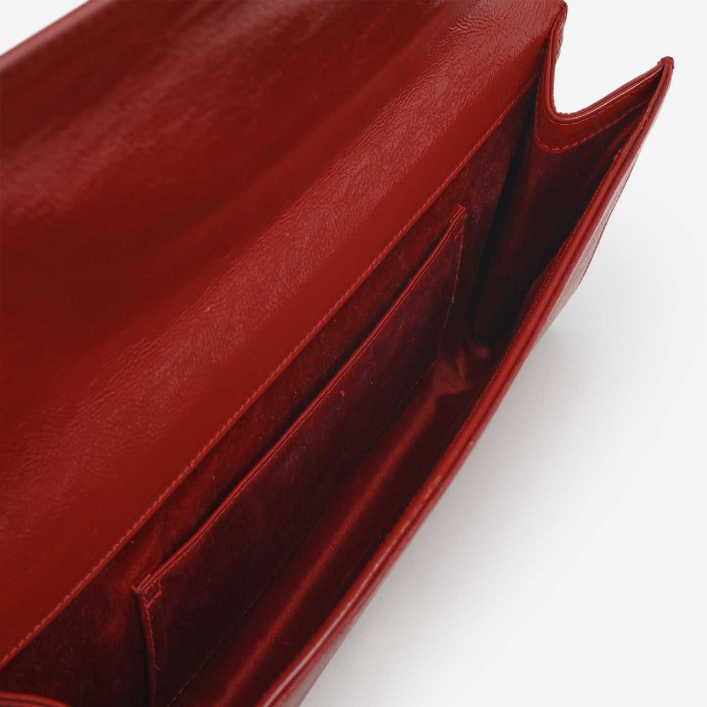 Saint Laurent Belle de Jour Clutch - Red Textured Glazed Calfskin