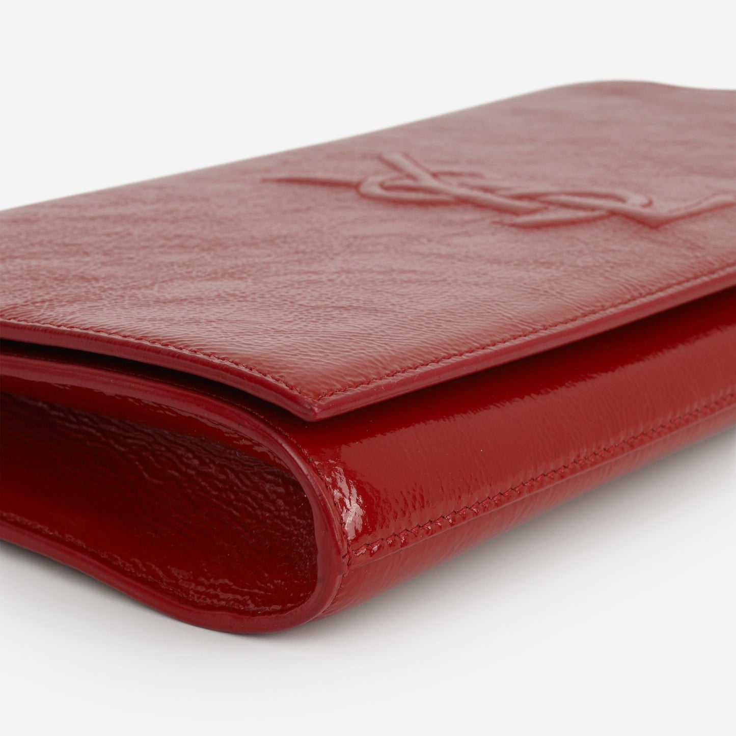 Saint Laurent Belle de Jour Clutch - Red Textured Glazed Calfskin