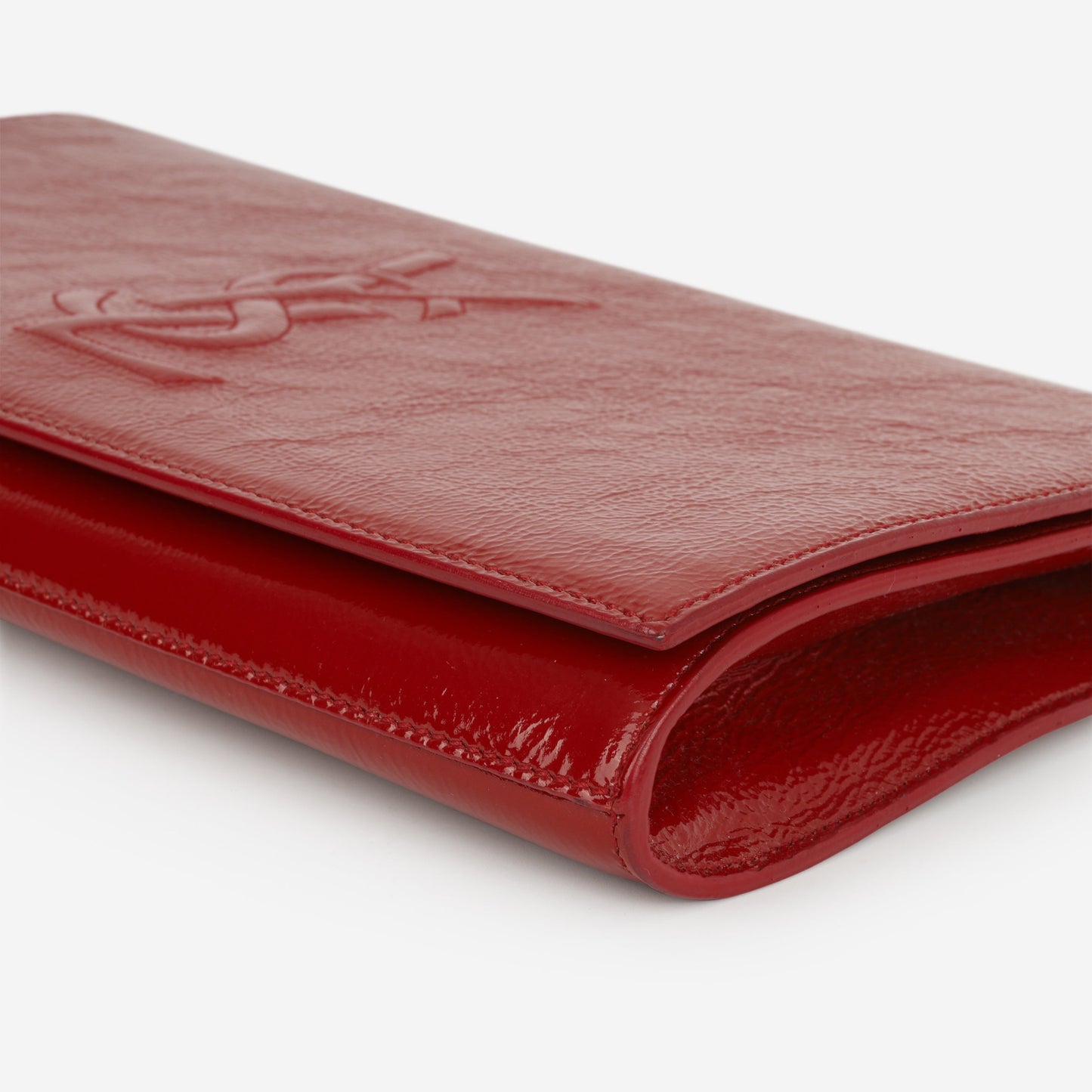 Saint Laurent Belle de Jour Clutch - Red Textured Glazed Calfskin