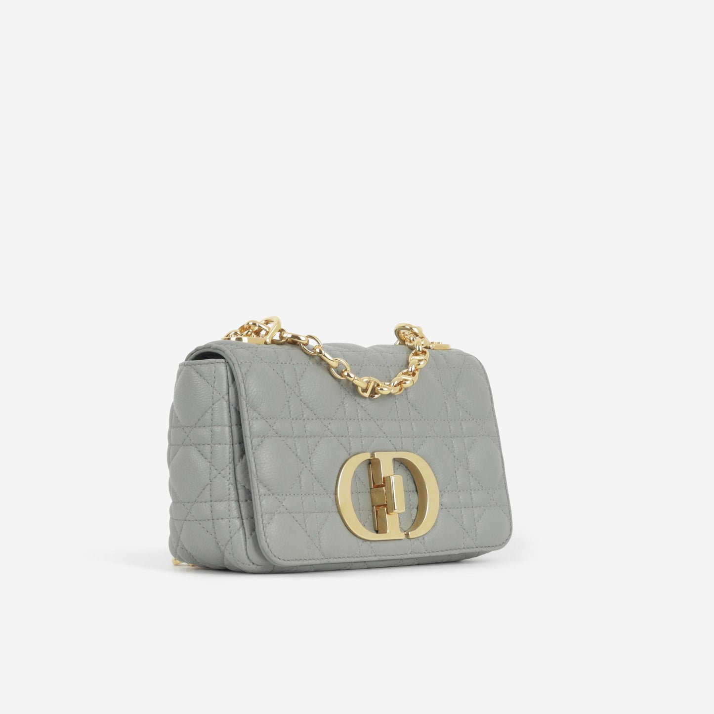 Dior Small Caro Bag - Stone Grey Cannage Calfskin | Gold Hardware